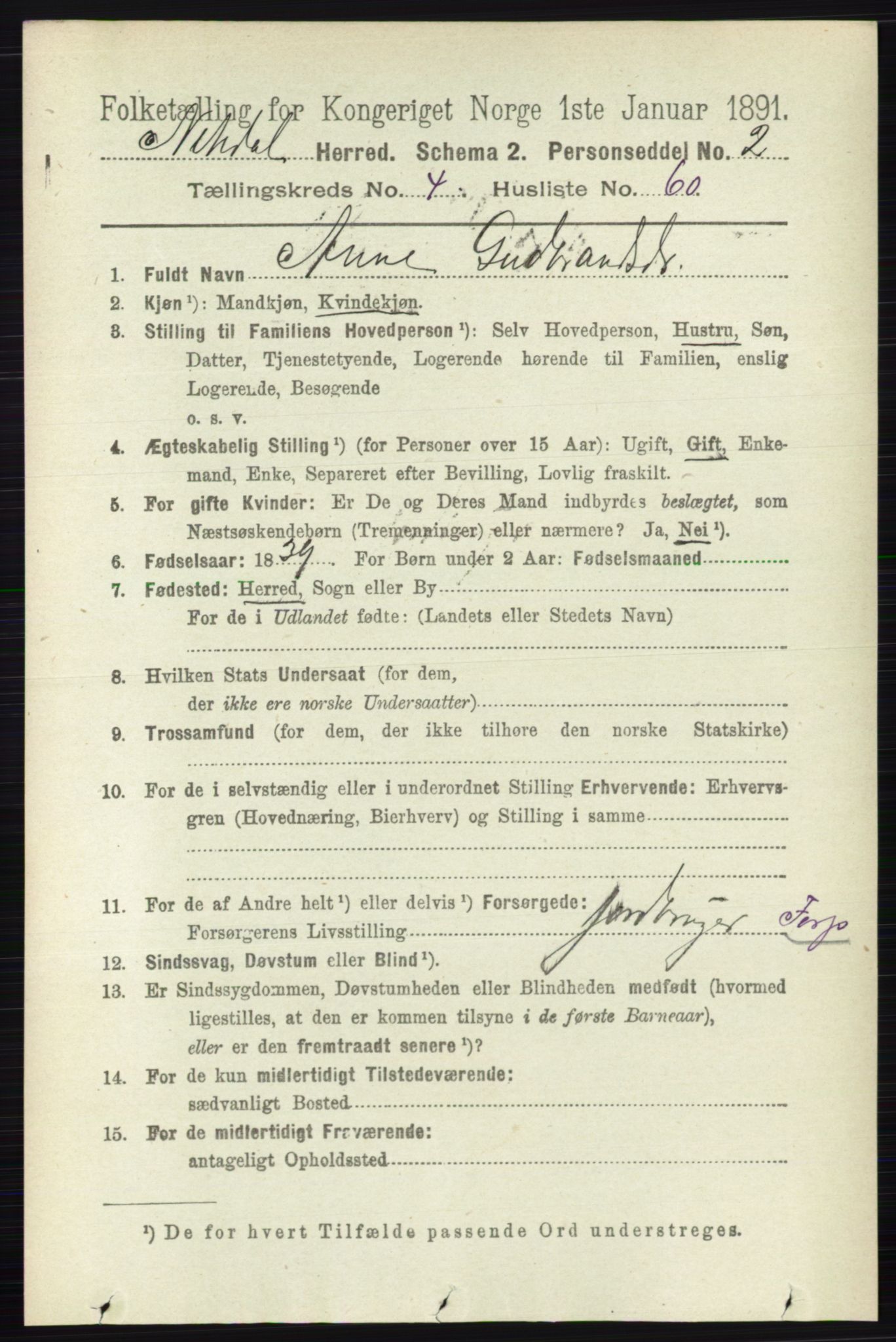 RA, 1891 census for 0233 Nittedal, 1891, p. 2028
