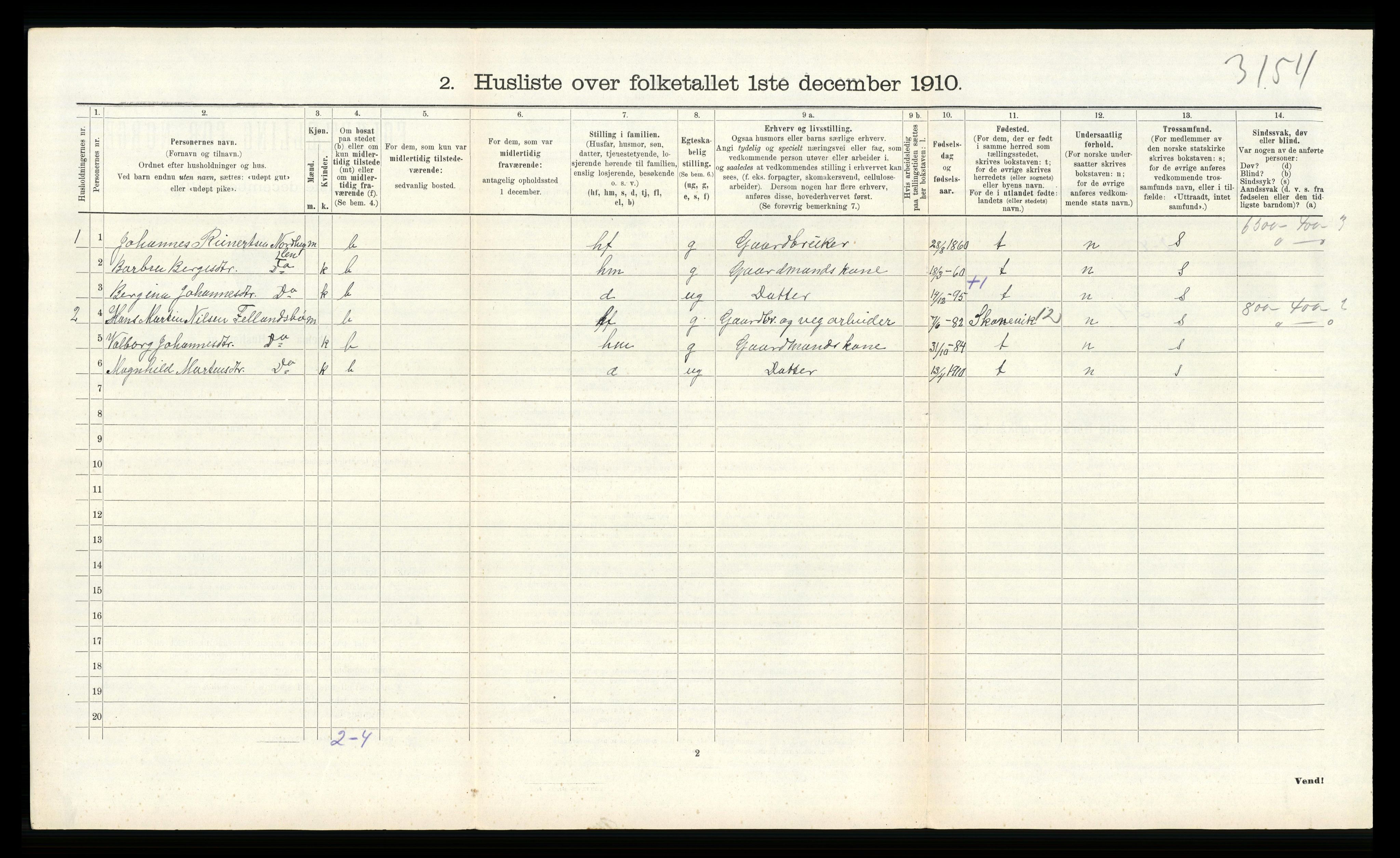 RA, 1910 census for Stord, 1910, p. 896