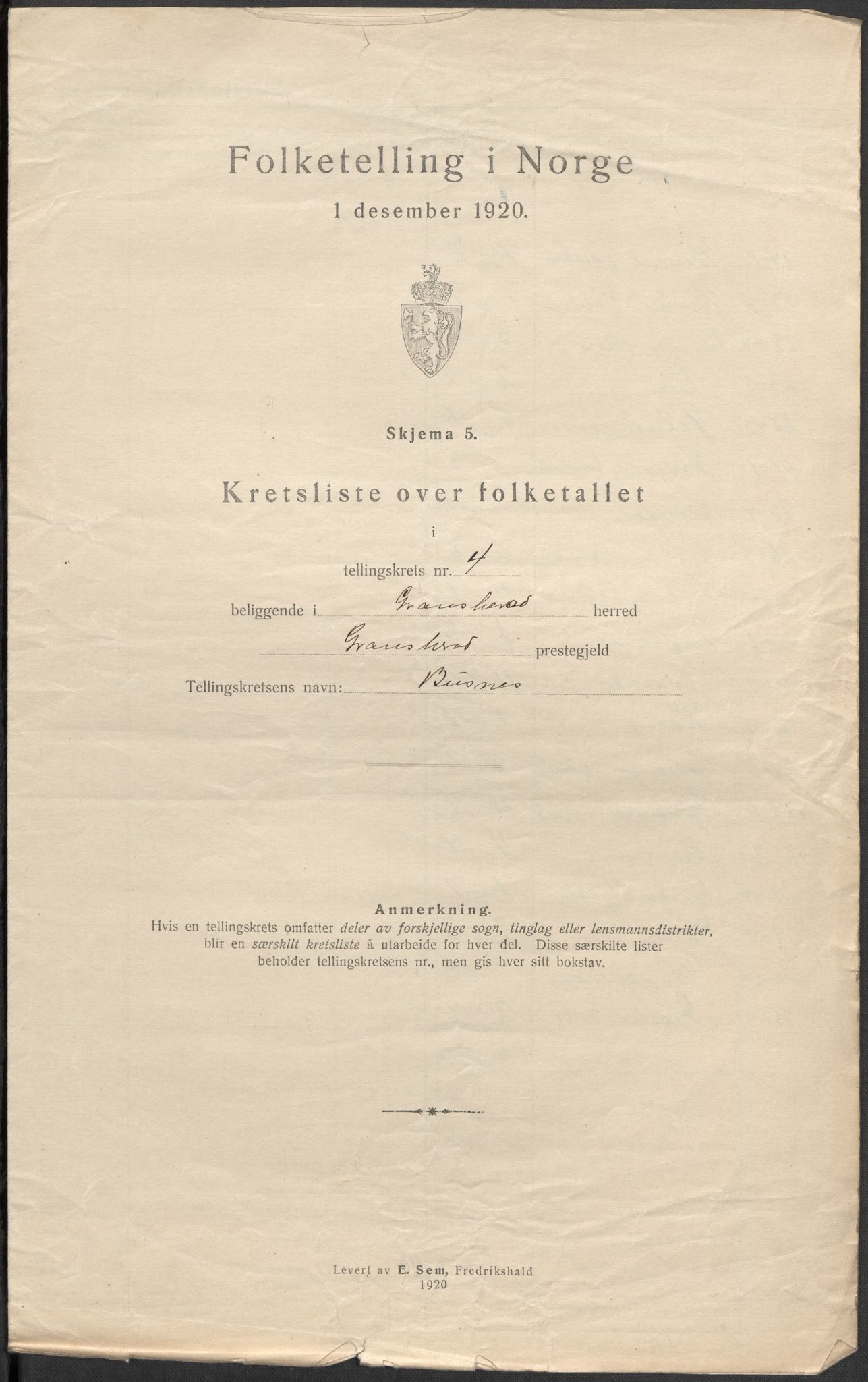 SAKO, 1920 census for Gransherad, 1920, p. 19