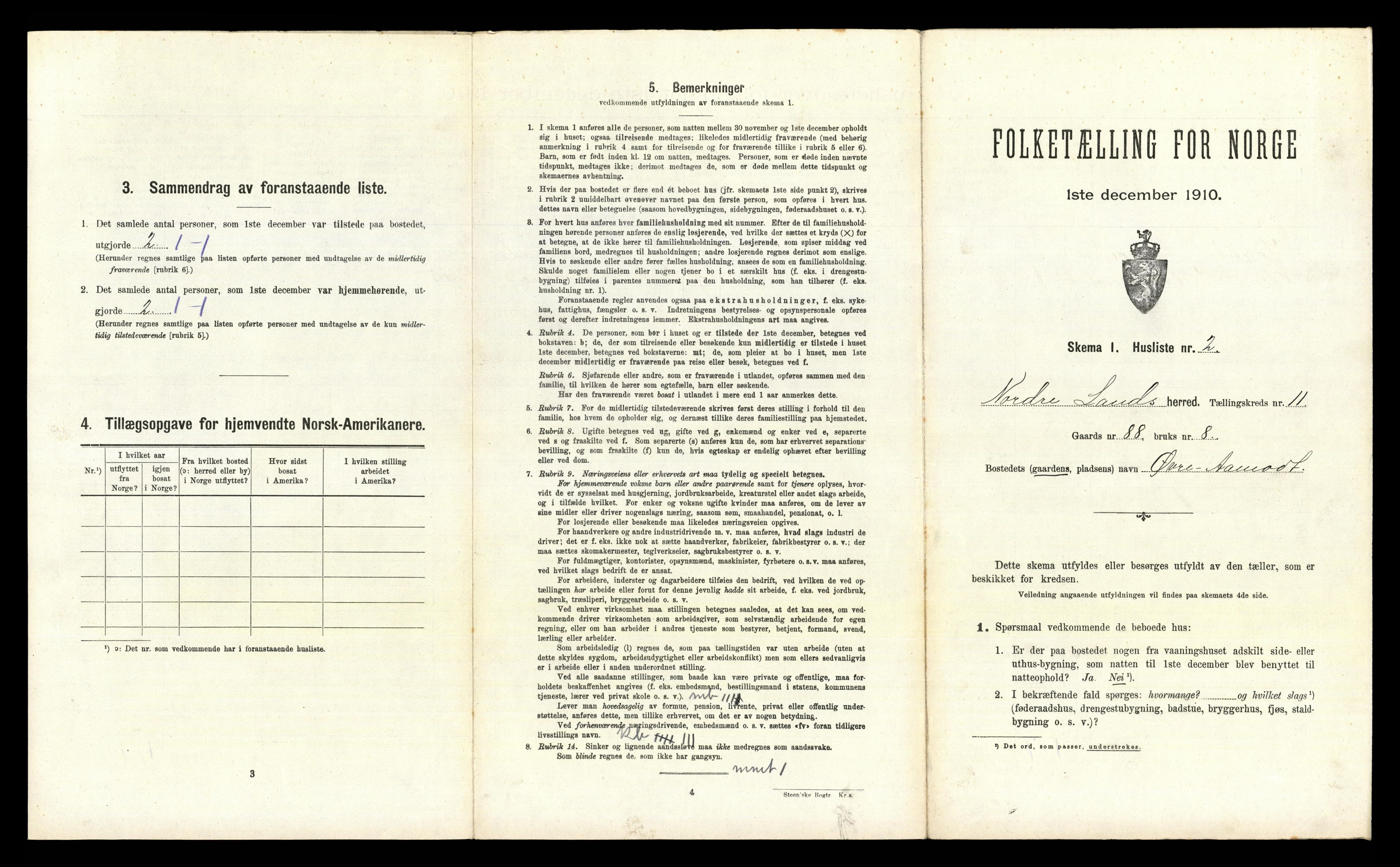 RA, 1910 census for Nordre Land, 1910, p. 1109