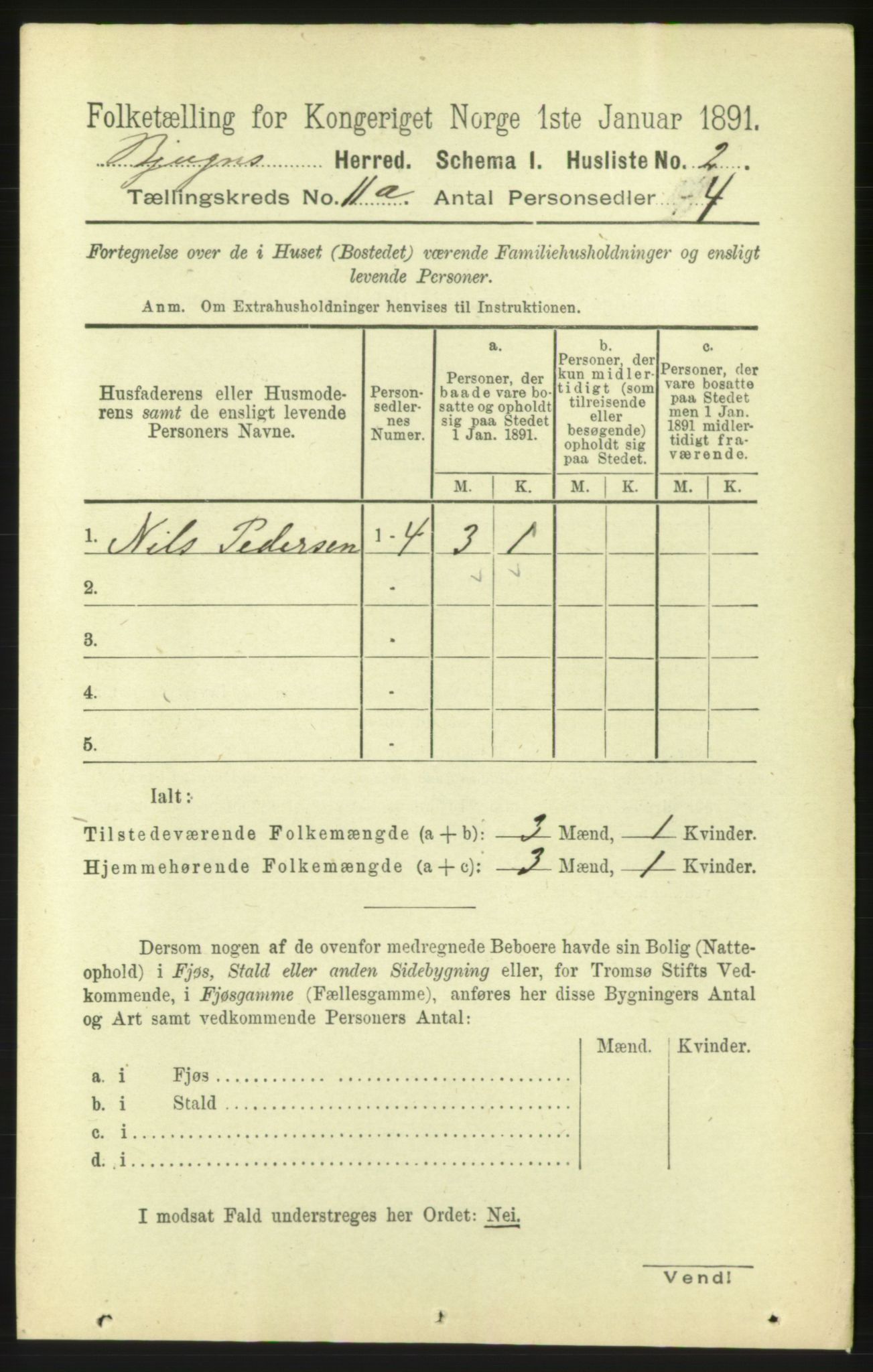 RA, 1891 census for 1627 Bjugn, 1891, p. 3057