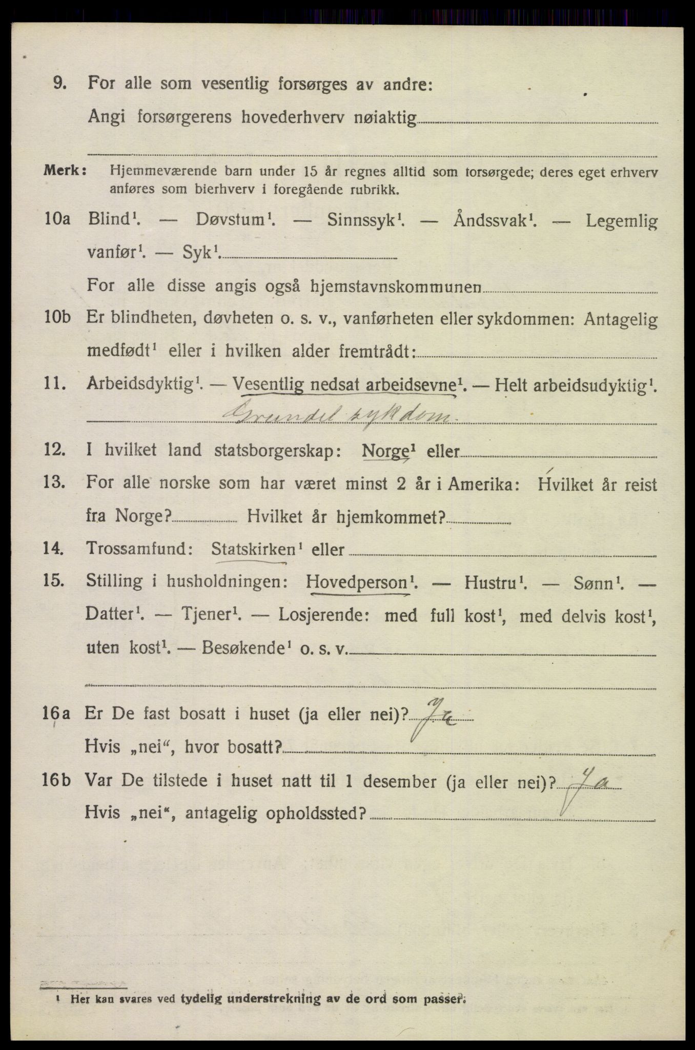 SAK, 1920 census for Randesund, 1920, p. 1061