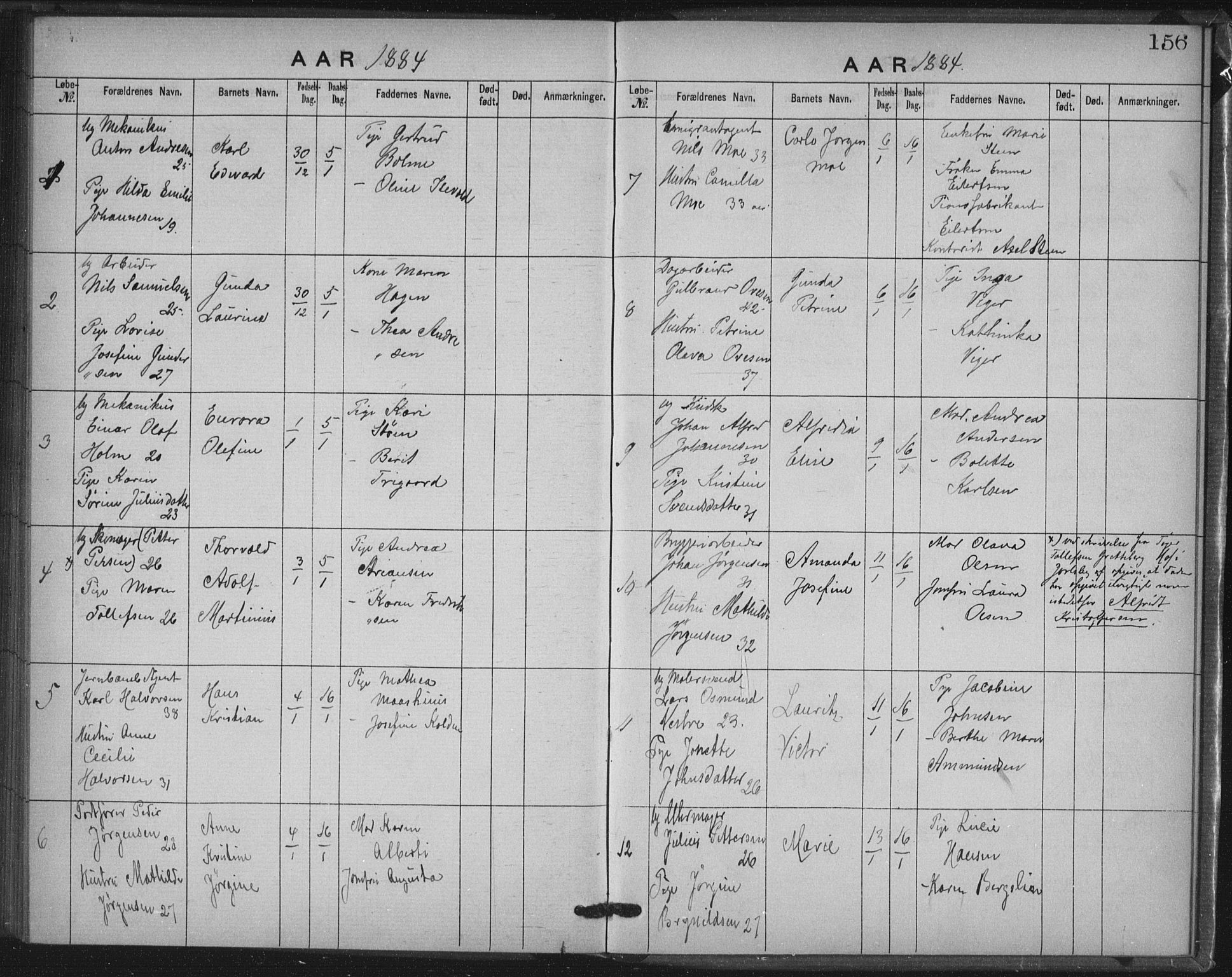 Rikshospitalet prestekontor Kirkebøker, AV/SAO-A-10309b/K/L0003/0001: Baptism register no. 3.1, 1877-1884, p. 156