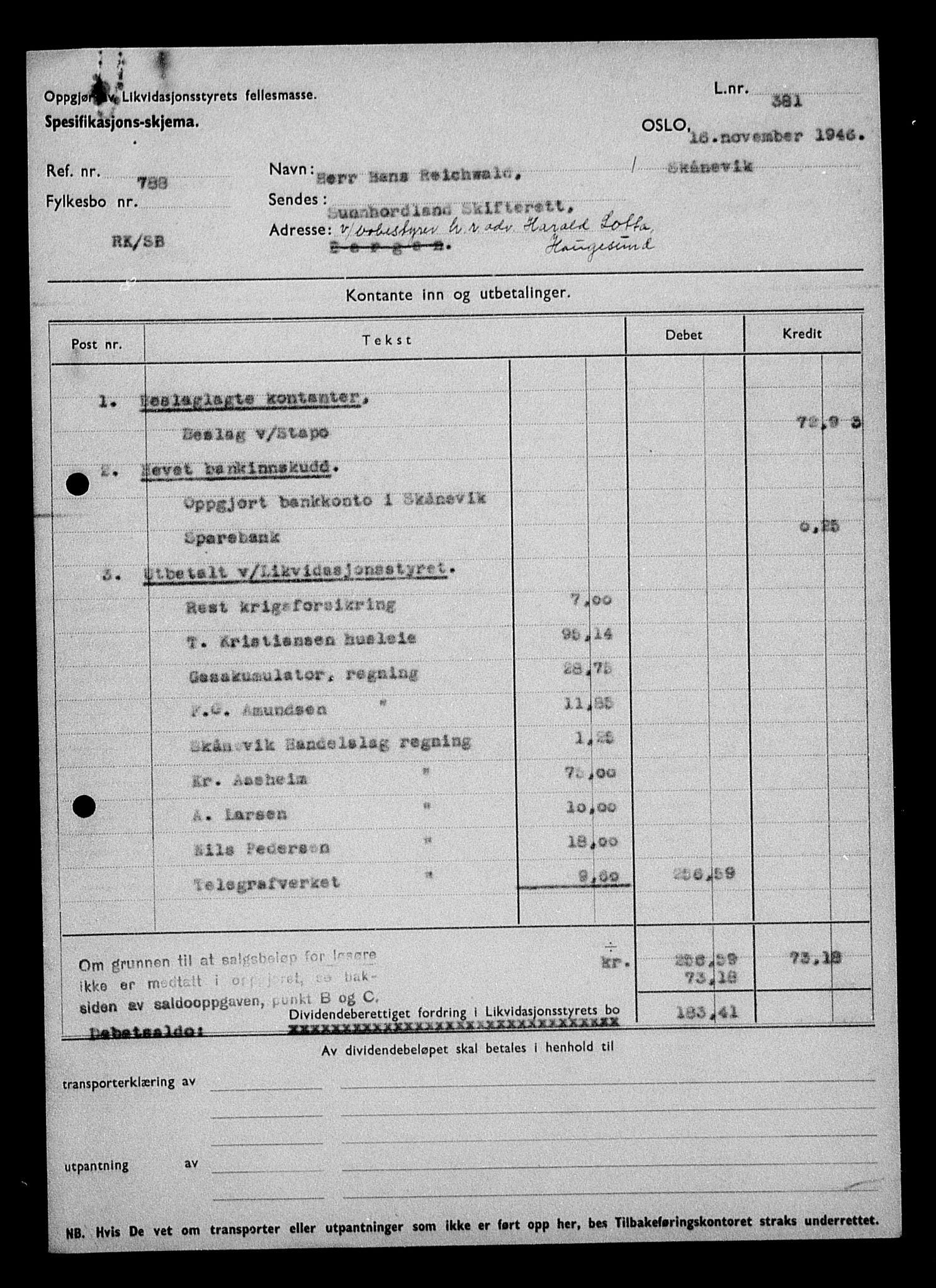 Justisdepartementet, Tilbakeføringskontoret for inndratte formuer, AV/RA-S-1564/H/Hc/Hcd/L1004: --, 1945-1947, p. 498