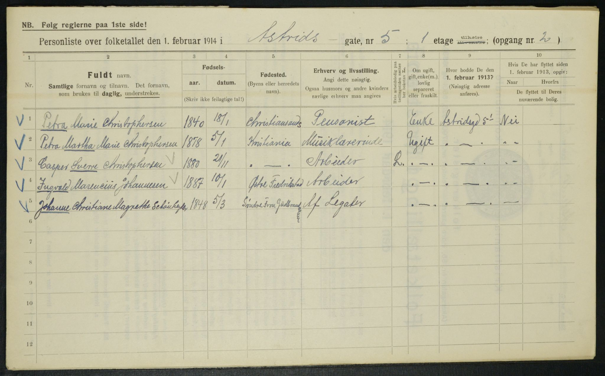 OBA, Municipal Census 1914 for Kristiania, 1914, p. 17342