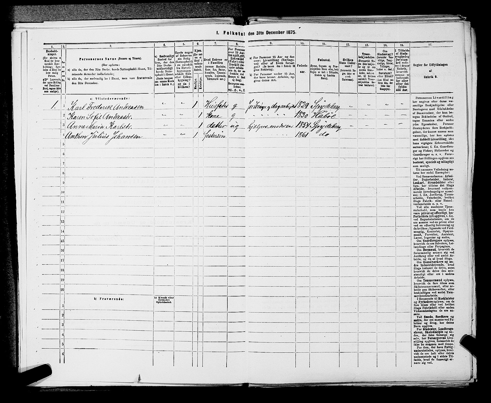 RA, 1875 census for 0123P Spydeberg, 1875, p. 68