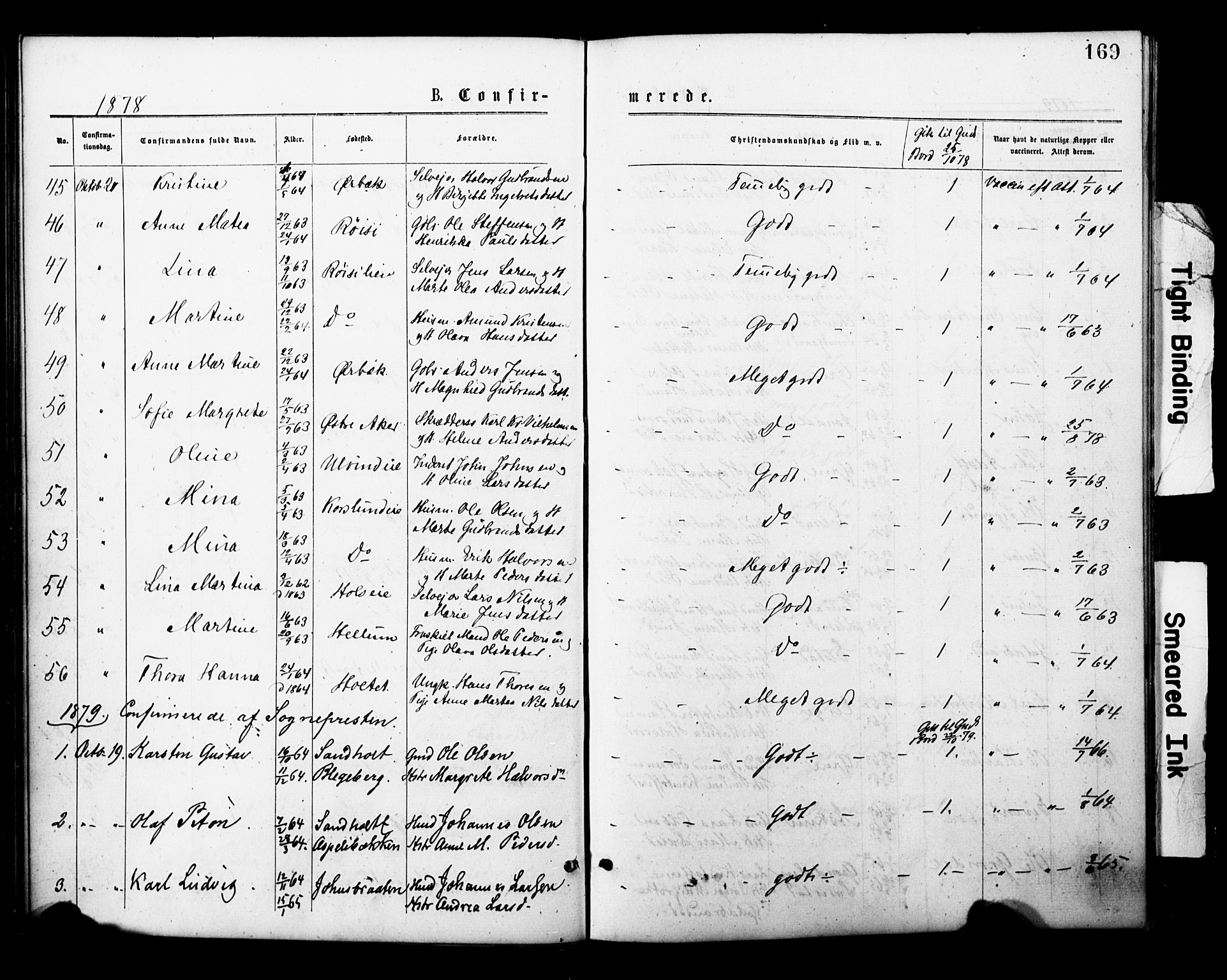 Eidsvoll prestekontor Kirkebøker, AV/SAO-A-10888/F/Fa/L0001: Parish register (official) no. I 1, 1877-1881, p. 169