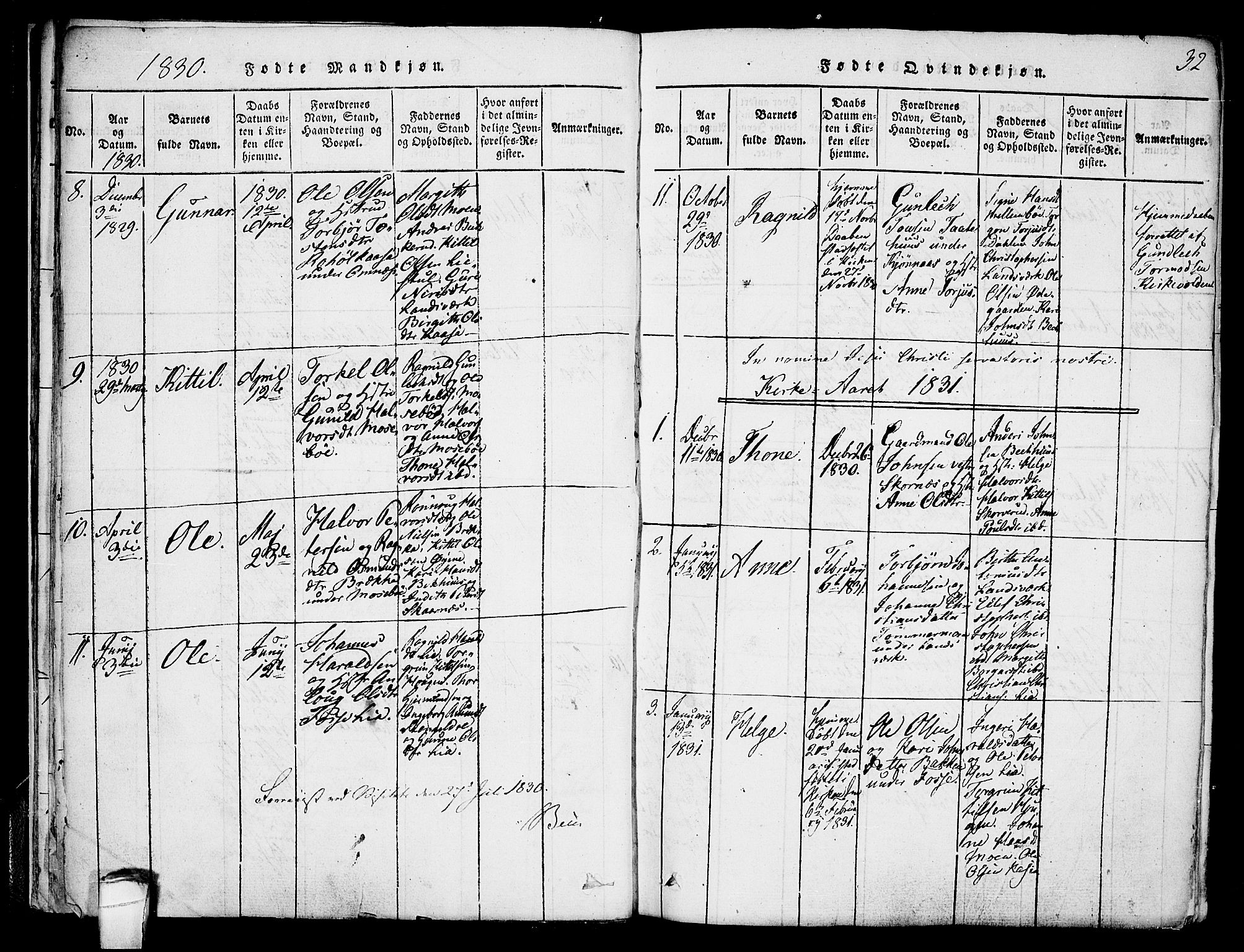 Hjartdal kirkebøker, SAKO/A-270/F/Fb/L0001: Parish register (official) no. II 1, 1815-1843, p. 32