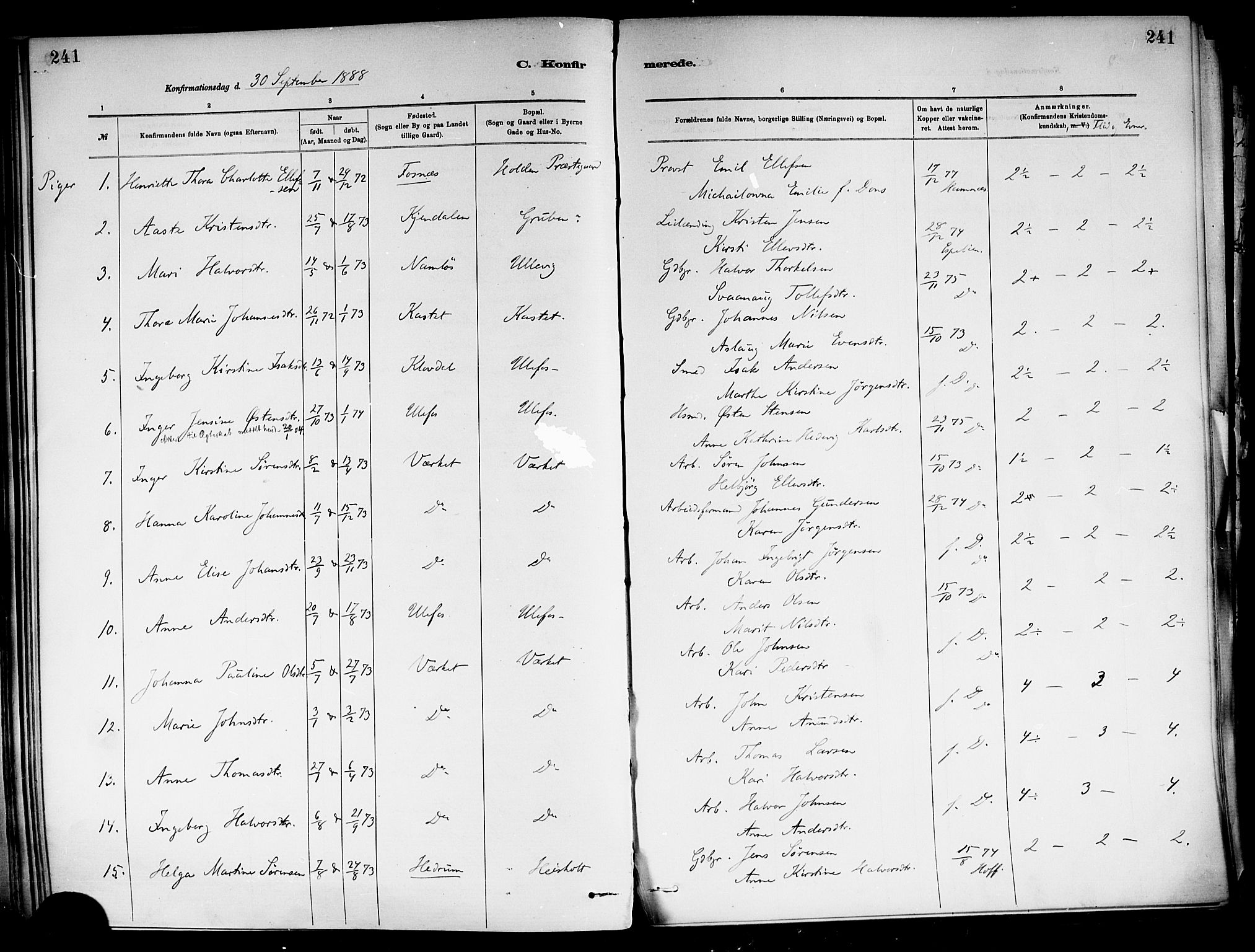Holla kirkebøker, SAKO/A-272/F/Fa/L0008: Parish register (official) no. 8, 1882-1897, p. 241