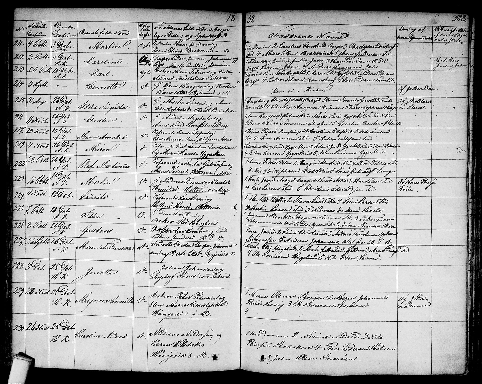 Asker prestekontor Kirkebøker, SAO/A-10256a/F/Fa/L0007: Parish register (official) no. I 7, 1825-1864, p. 328