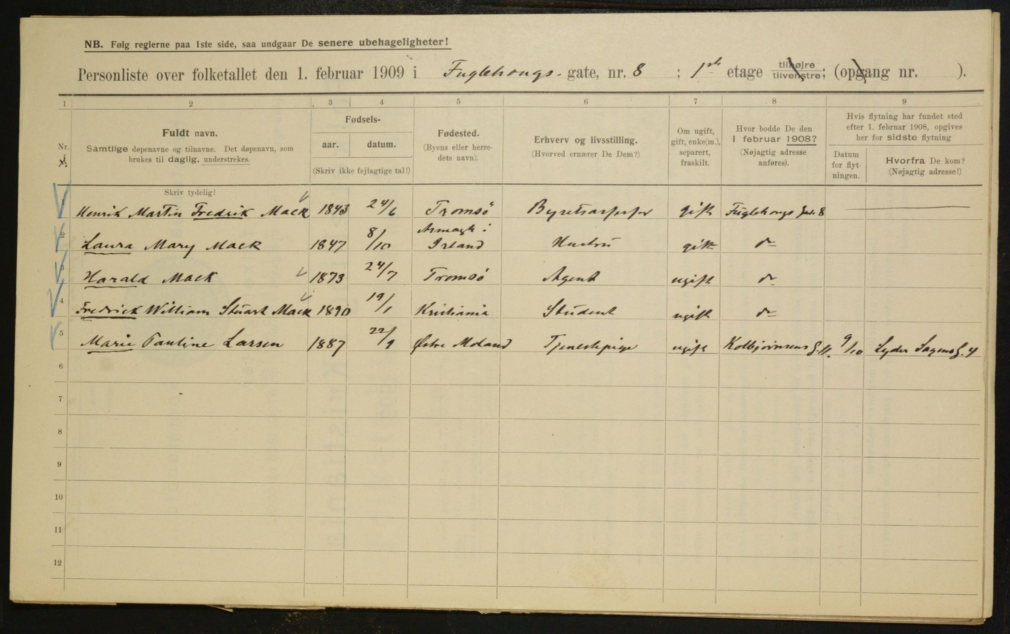 OBA, Municipal Census 1909 for Kristiania, 1909, p. 25828