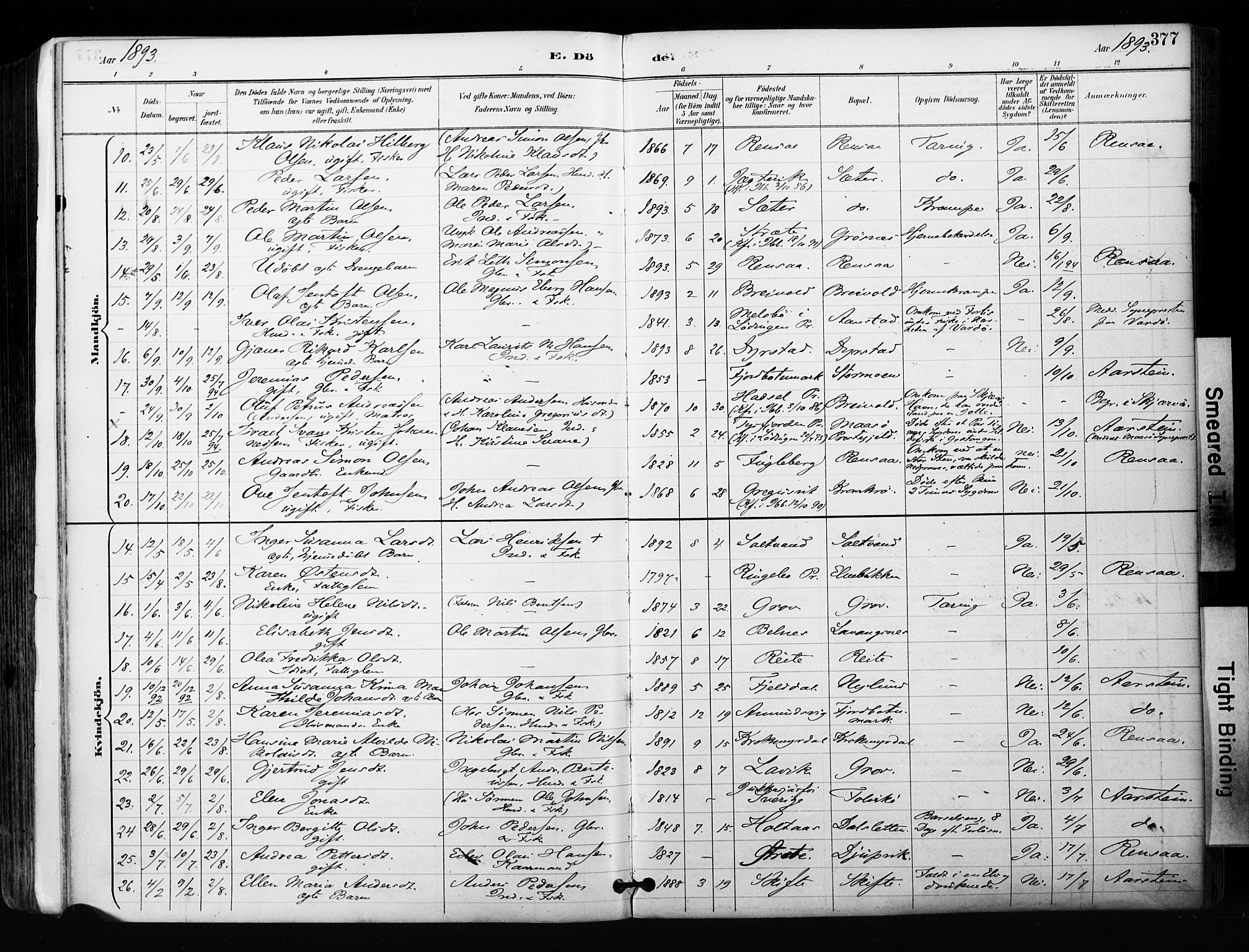 Ibestad sokneprestembete, SATØ/S-0077/H/Ha/Haa/L0012kirke: Parish register (official) no. 12, 1890-1900, p. 377