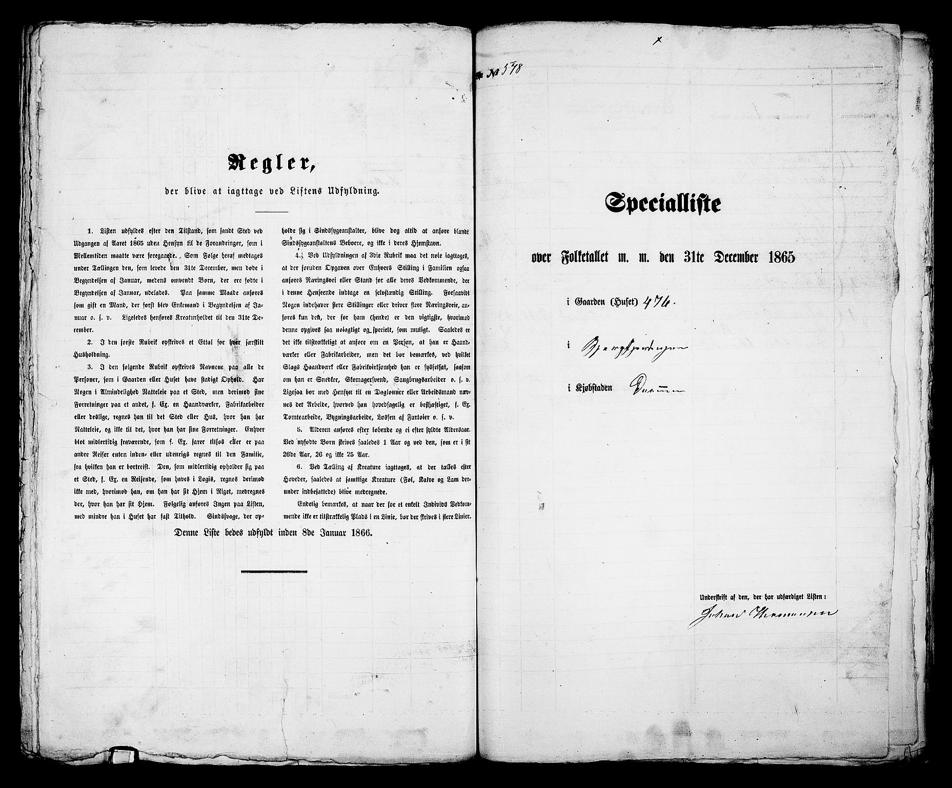 RA, 1865 census for Bragernes in Drammen, 1865, p. 1199