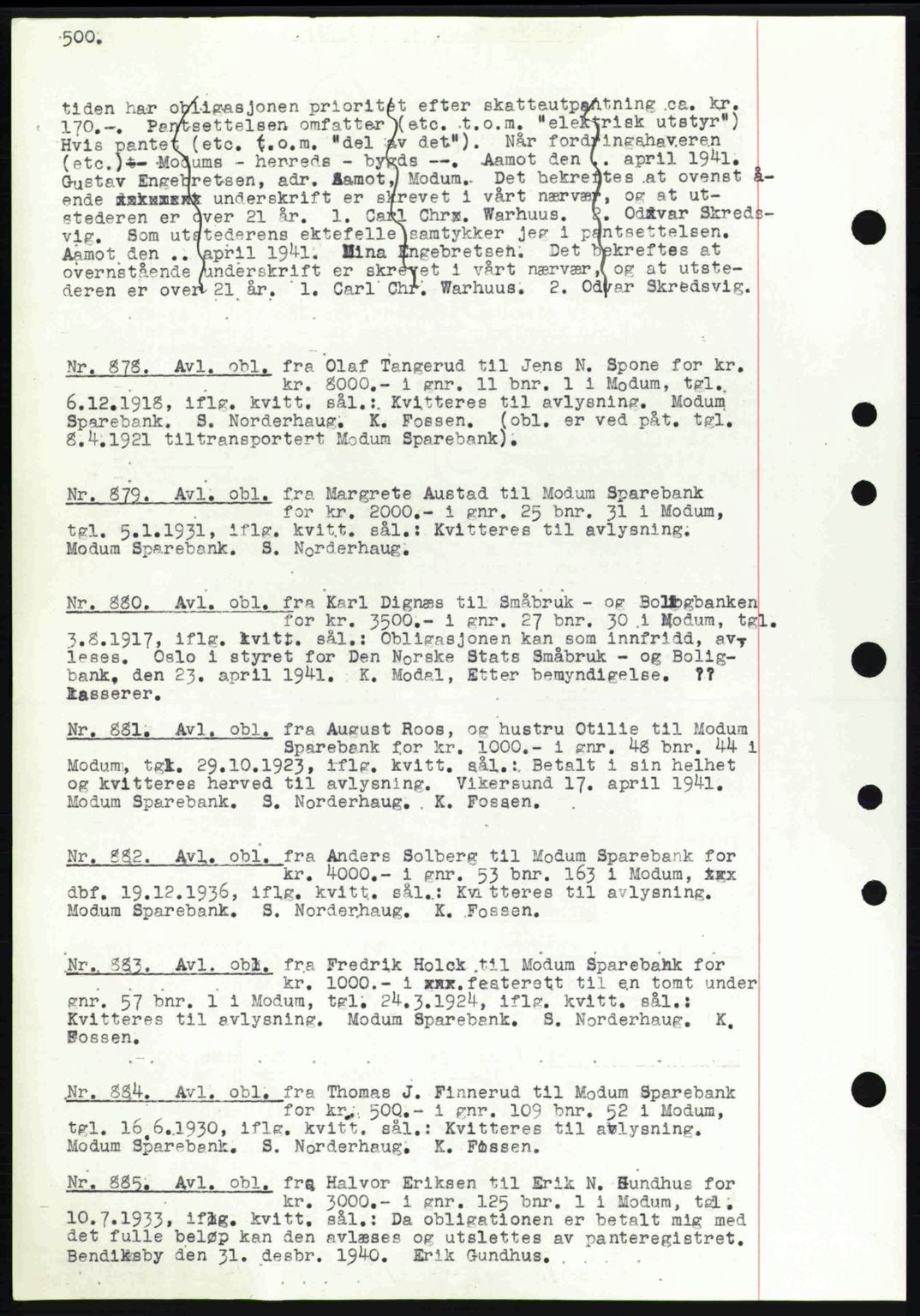 Eiker, Modum og Sigdal sorenskriveri, SAKO/A-123/G/Ga/Gab/L0043: Mortgage book no. A13, 1940-1941, Diary no: : 878/1941