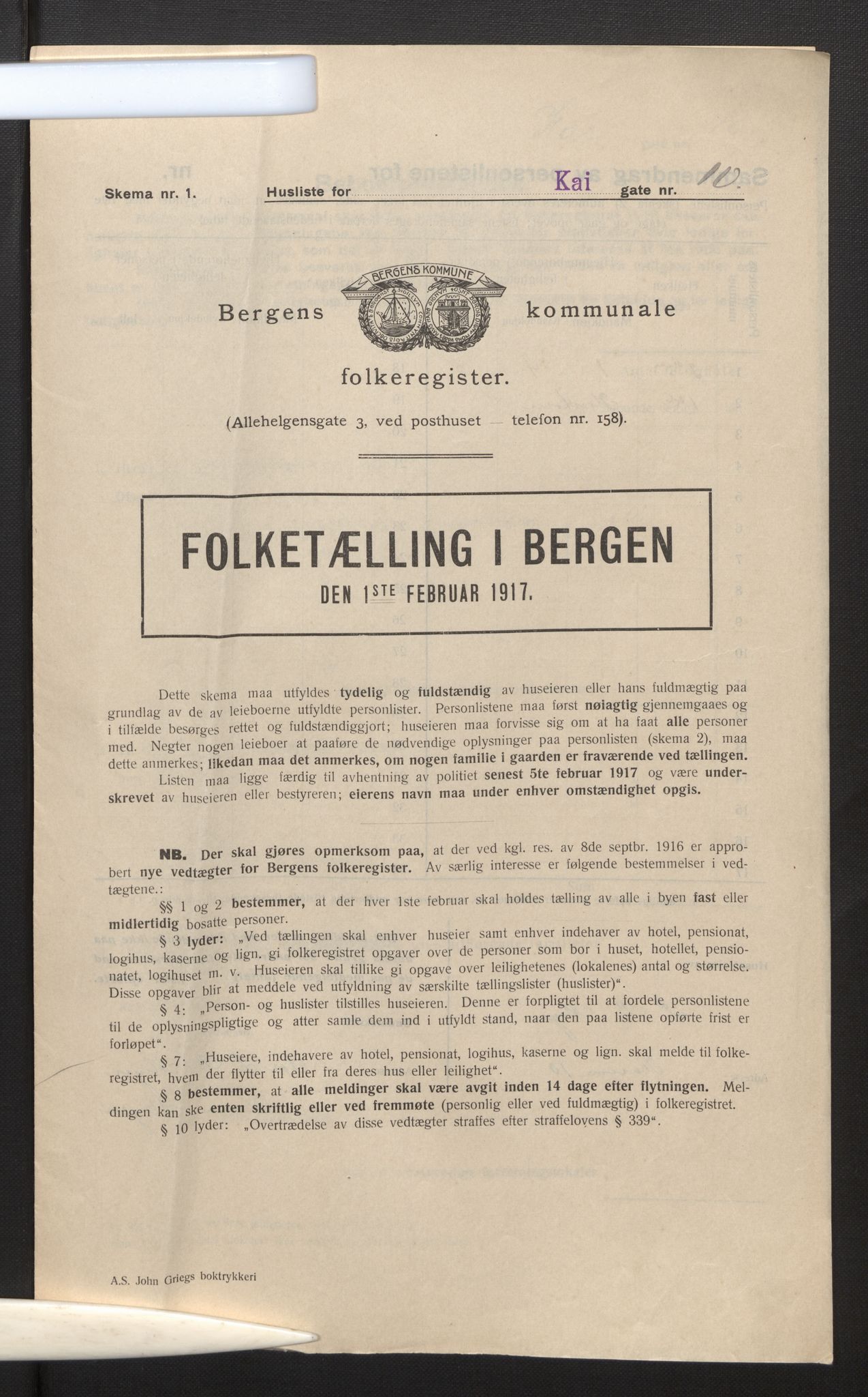 SAB, Municipal Census 1917 for Bergen, 1917, p. 16496