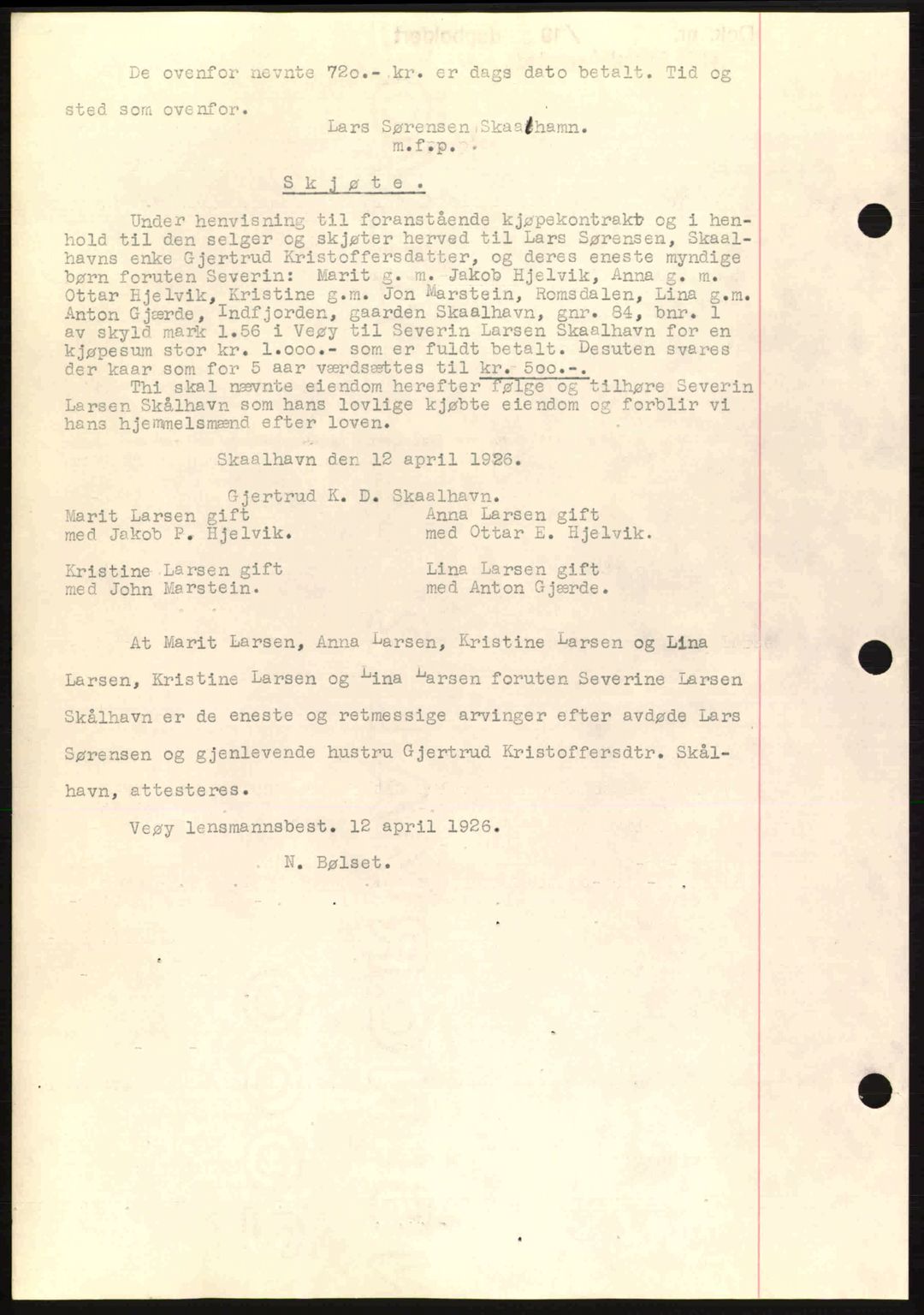 Romsdal sorenskriveri, SAT/A-4149/1/2/2C: Mortgage book no. A4, 1937-1938, Diary no: : 4/1938