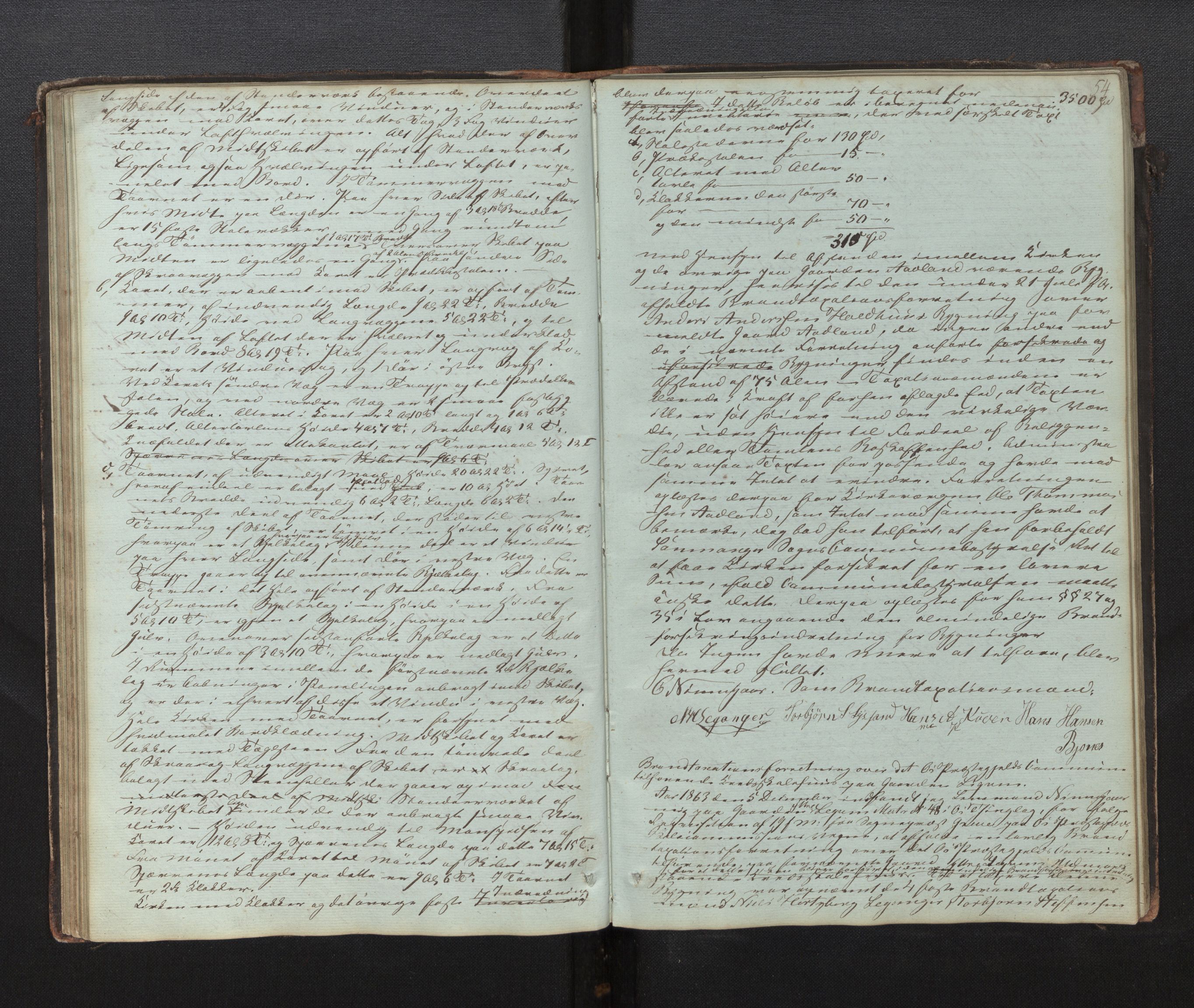 Lensmannen i Os, AV/SAB-A-34101/0012/L0001: Branntakstprotokoll, 1846-1873, p. 53b-54a