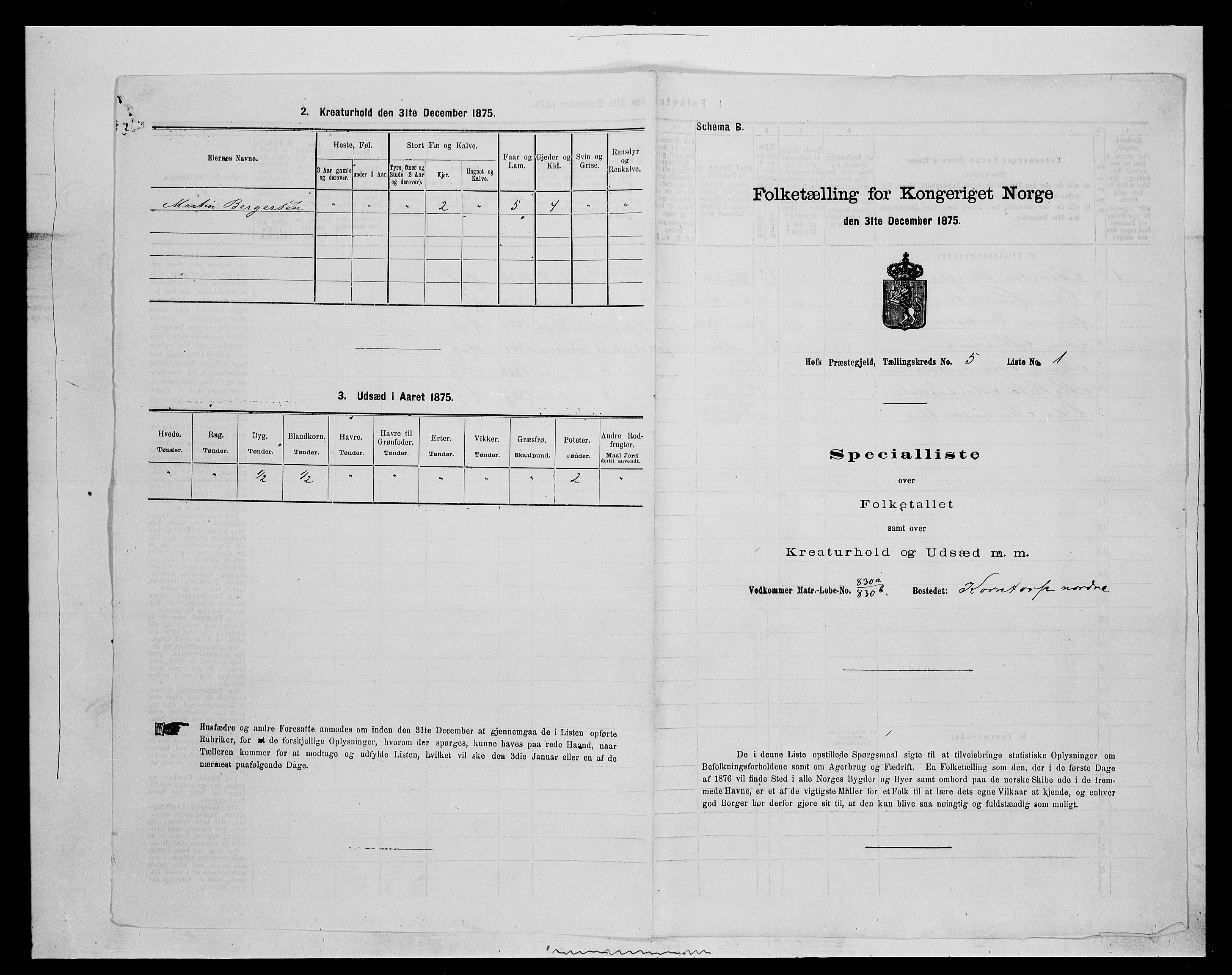 SAH, 1875 census for 0424P Hof, 1875, p. 945