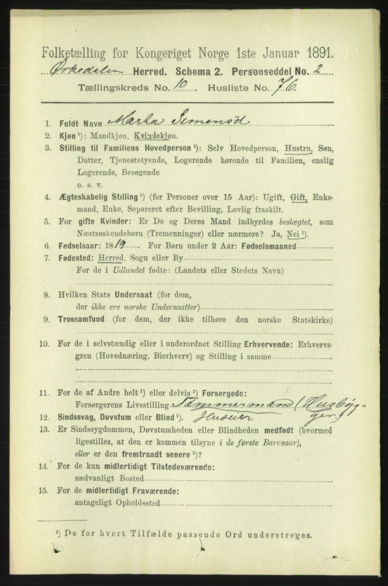 RA, 1891 census for 1638 Orkdal, 1891, p. 5069