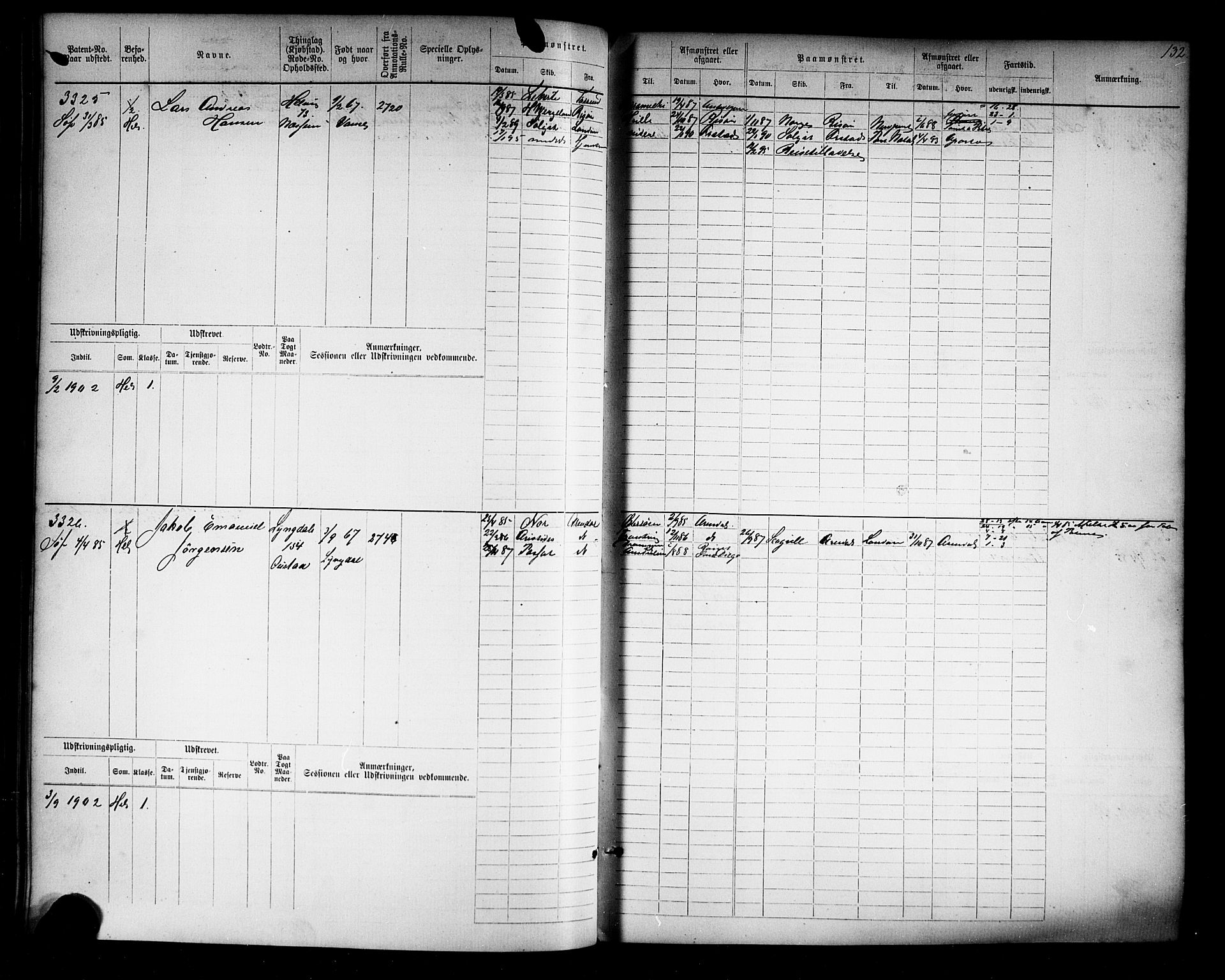 Farsund mønstringskrets, AV/SAK-2031-0017/F/Fb/L0019: Hovedrulle nr 3067-3832, Z-11, 1882-1922, p. 135