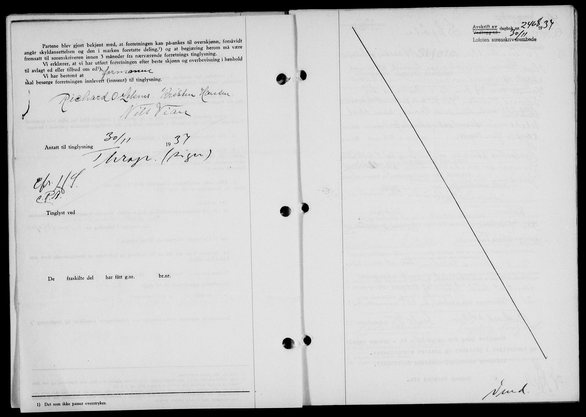 Lofoten sorenskriveri, SAT/A-0017/1/2/2C/L0003a: Mortgage book no. 3a, 1937-1938, Diary no: : 2468/1937