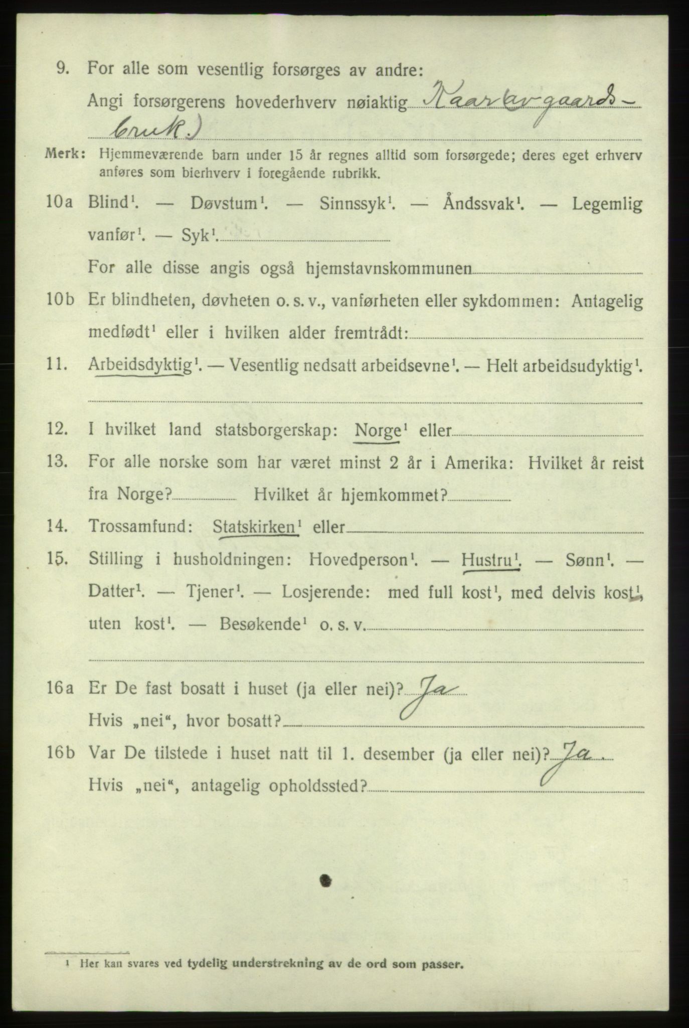 SAB, 1920 census for Bremnes, 1920, p. 3049