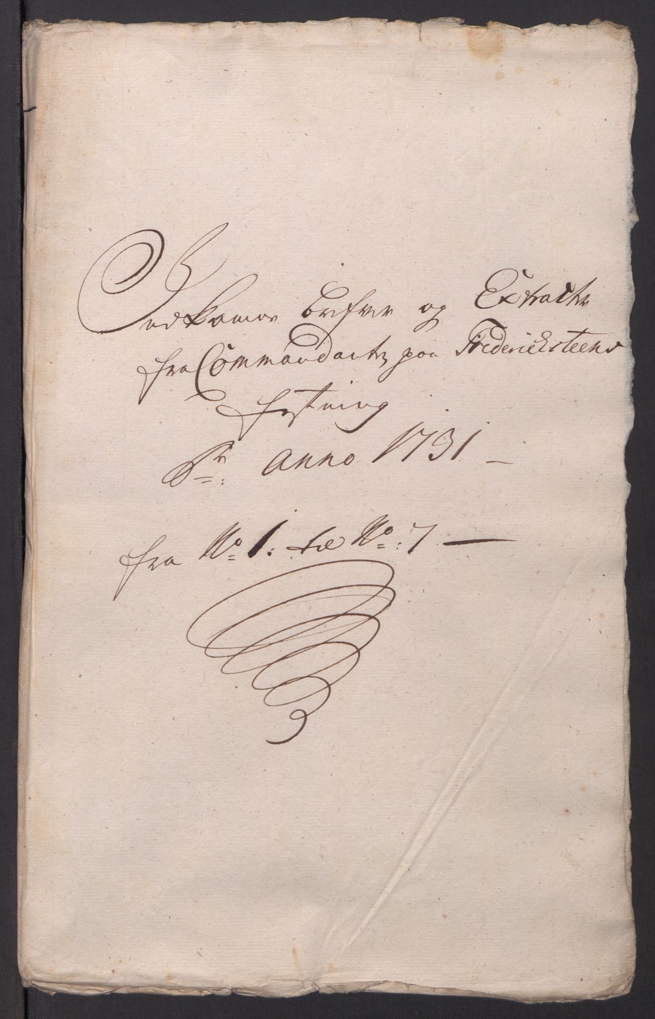 Kommanderende general (KG I) med Det norske krigsdirektorium, AV/RA-EA-5419/D/L0154: Fredriksten festning: Brev, inventarfortegnelser og regnskapsekstrakter, 1730-1739, p. 51