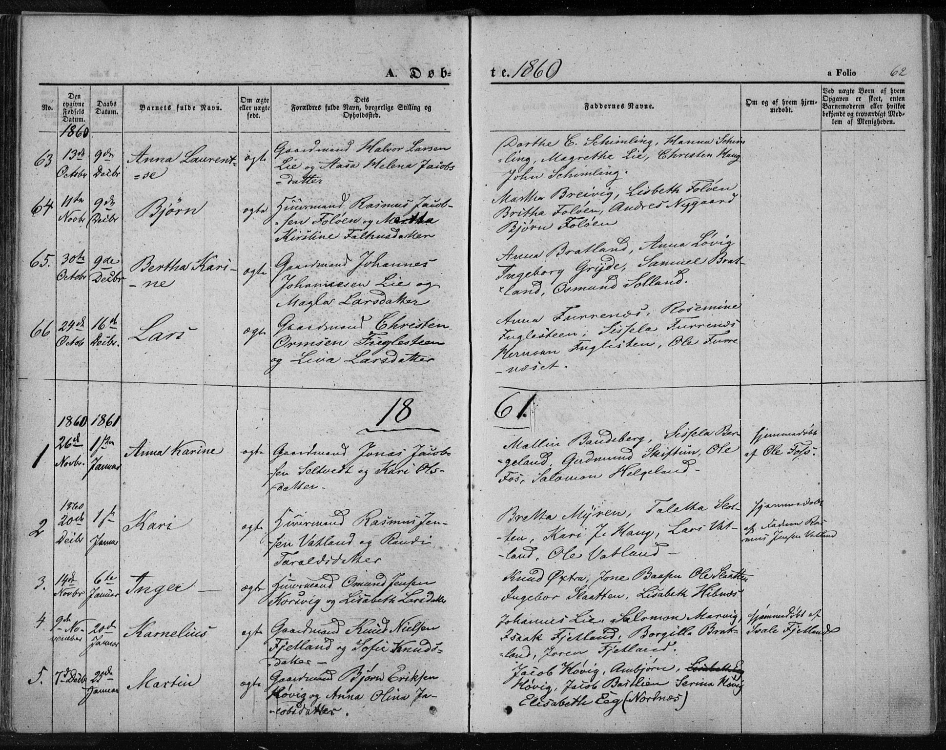 Jelsa sokneprestkontor, AV/SAST-A-101842/01/IV: Parish register (official) no. A 7, 1854-1866, p. 62