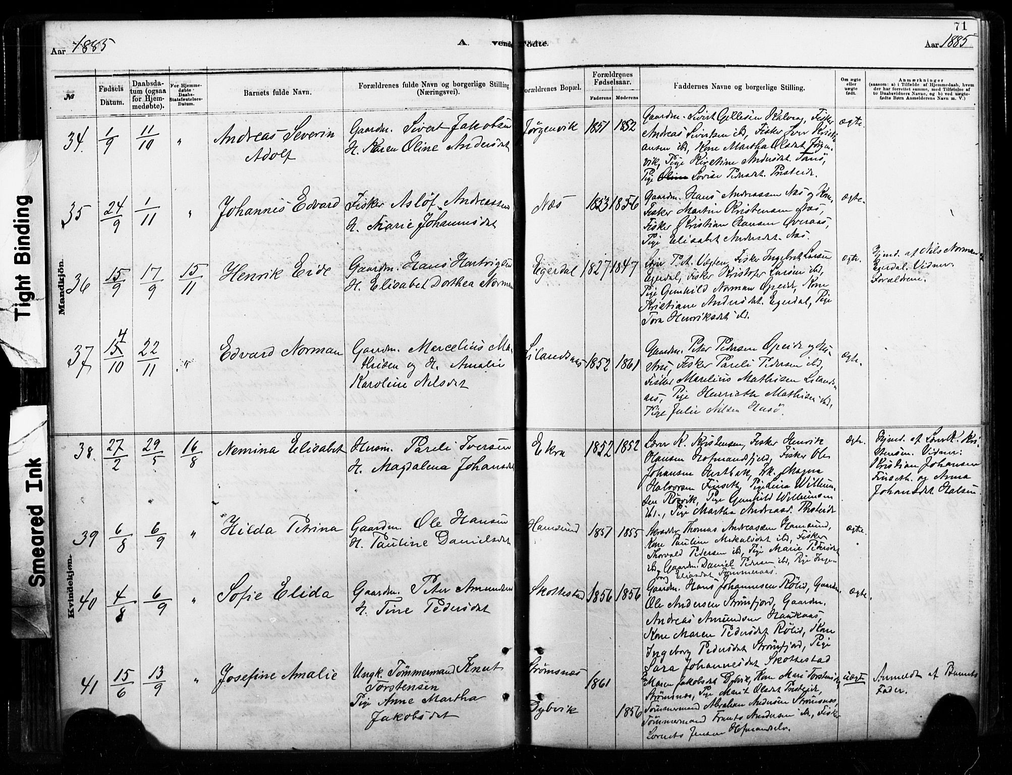 Ministerialprotokoller, klokkerbøker og fødselsregistre - Nordland, SAT/A-1459/859/L0846: Parish register (official) no. 859A06, 1878-1889, p. 71