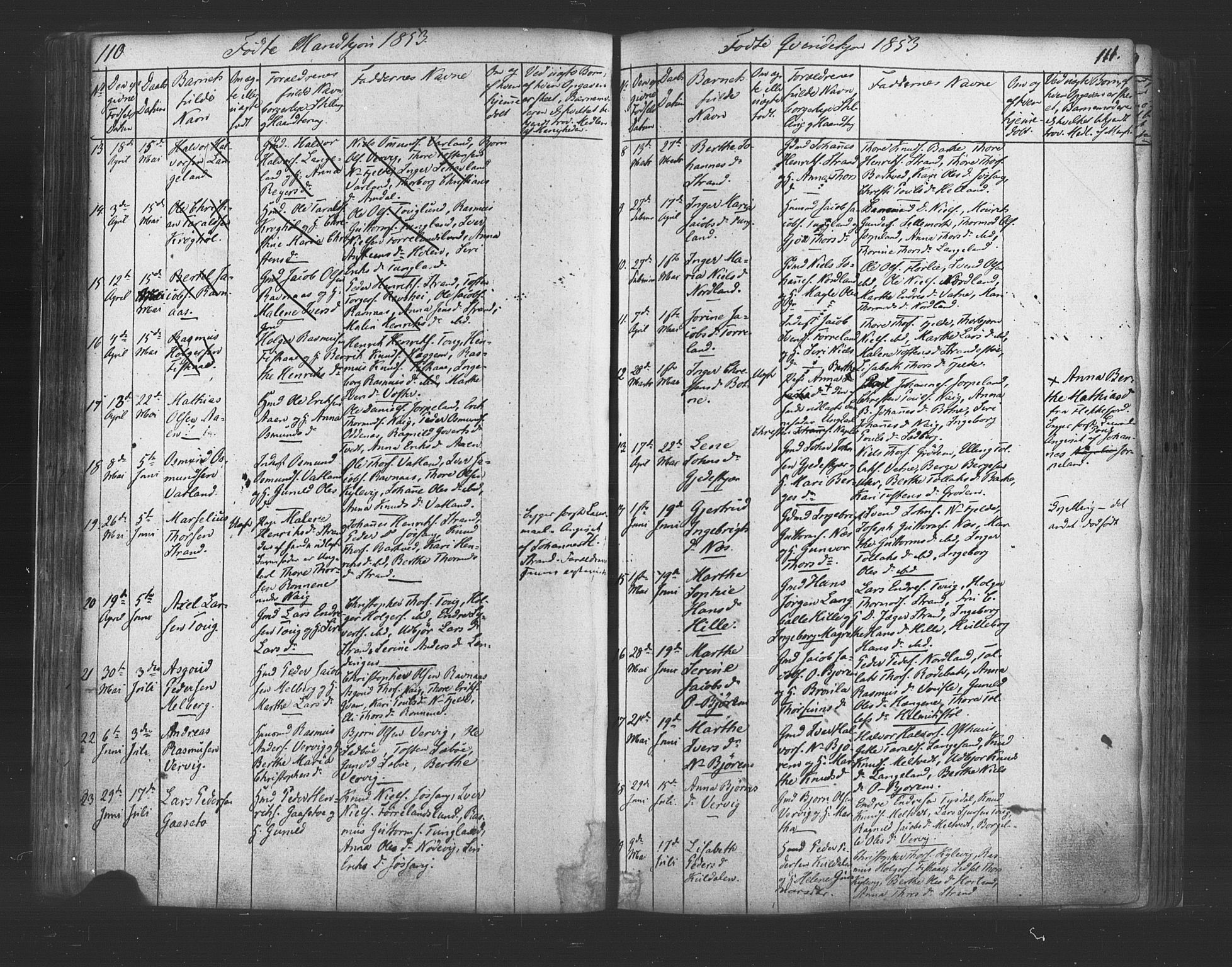 Strand sokneprestkontor, SAST/A-101828/H/Ha/Haa/L0006: Parish register (official) no. A 6, 1834-1854, p. 110-111