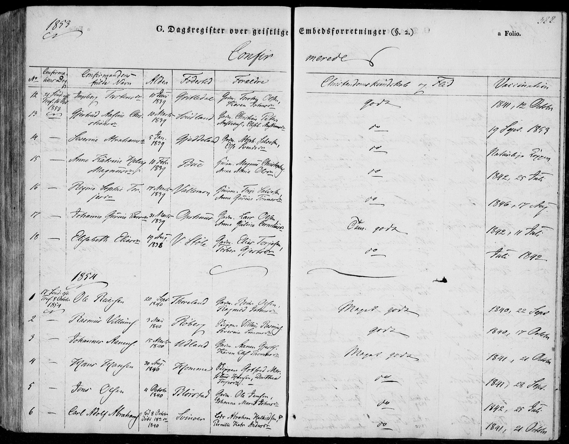 Sør-Audnedal sokneprestkontor, AV/SAK-1111-0039/F/Fa/Fab/L0006: Parish register (official) no. A 6, 1829-1855, p. 388