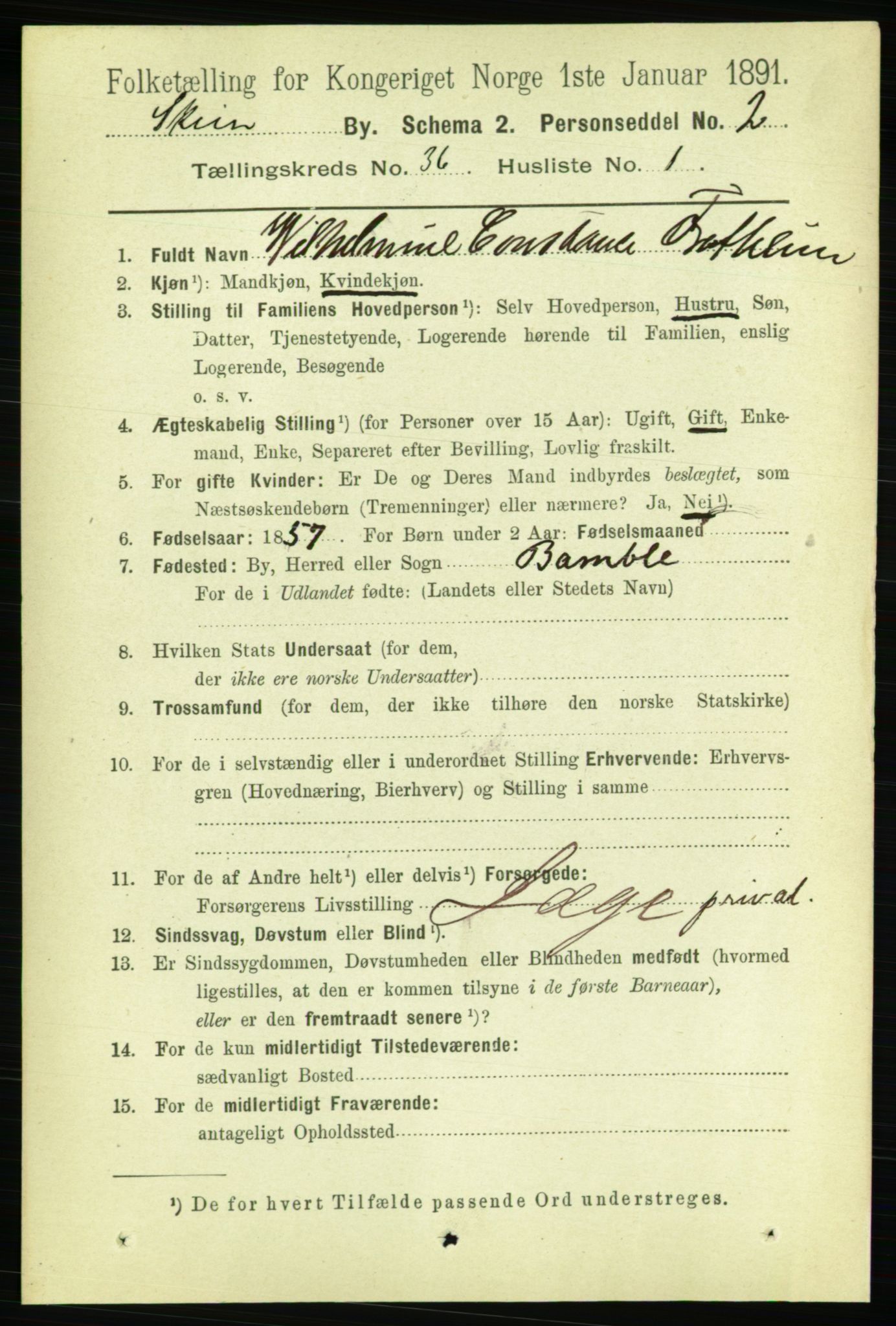 RA, 1891 census for 0806 Skien, 1891, p. 7946