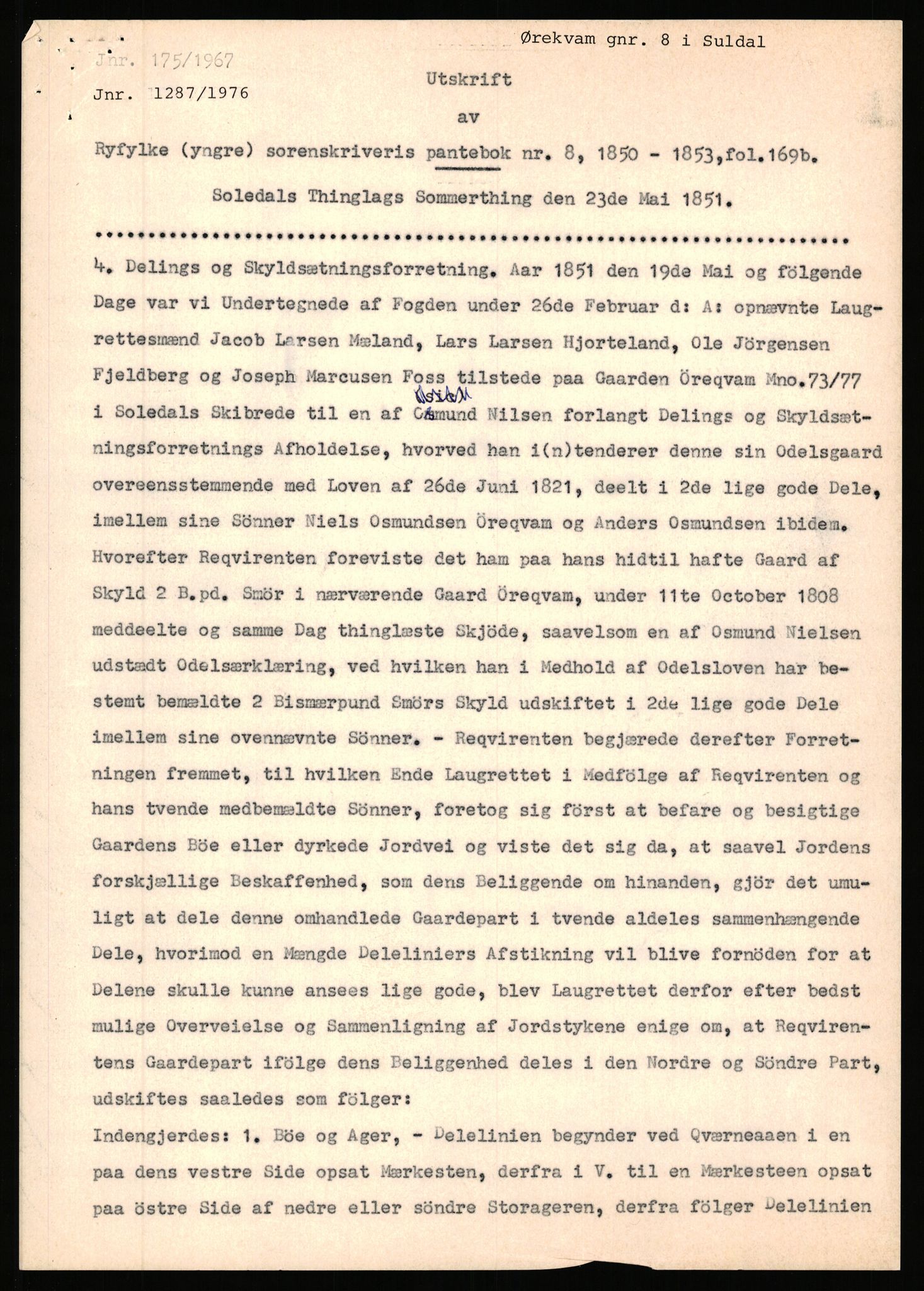 Statsarkivet i Stavanger, AV/SAST-A-101971/03/Y/Yj/L0098: Avskrifter sortert etter gårdsnavn: Øigrei - Østeinstad, 1750-1930, p. 228