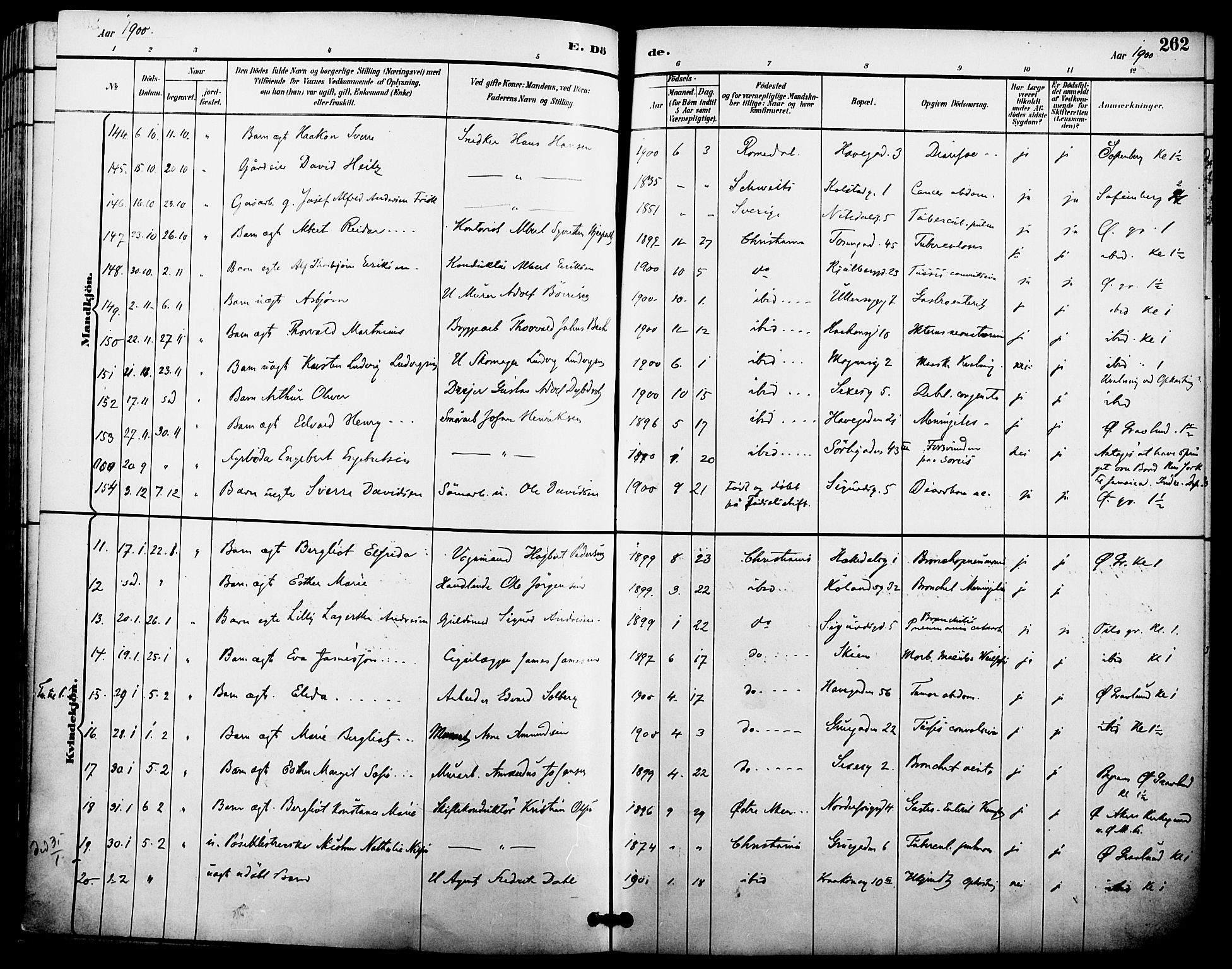 Kampen prestekontor Kirkebøker, SAO/A-10853/F/Fa/L0008: Parish register (official) no. I 8, 1892-1902, p. 262
