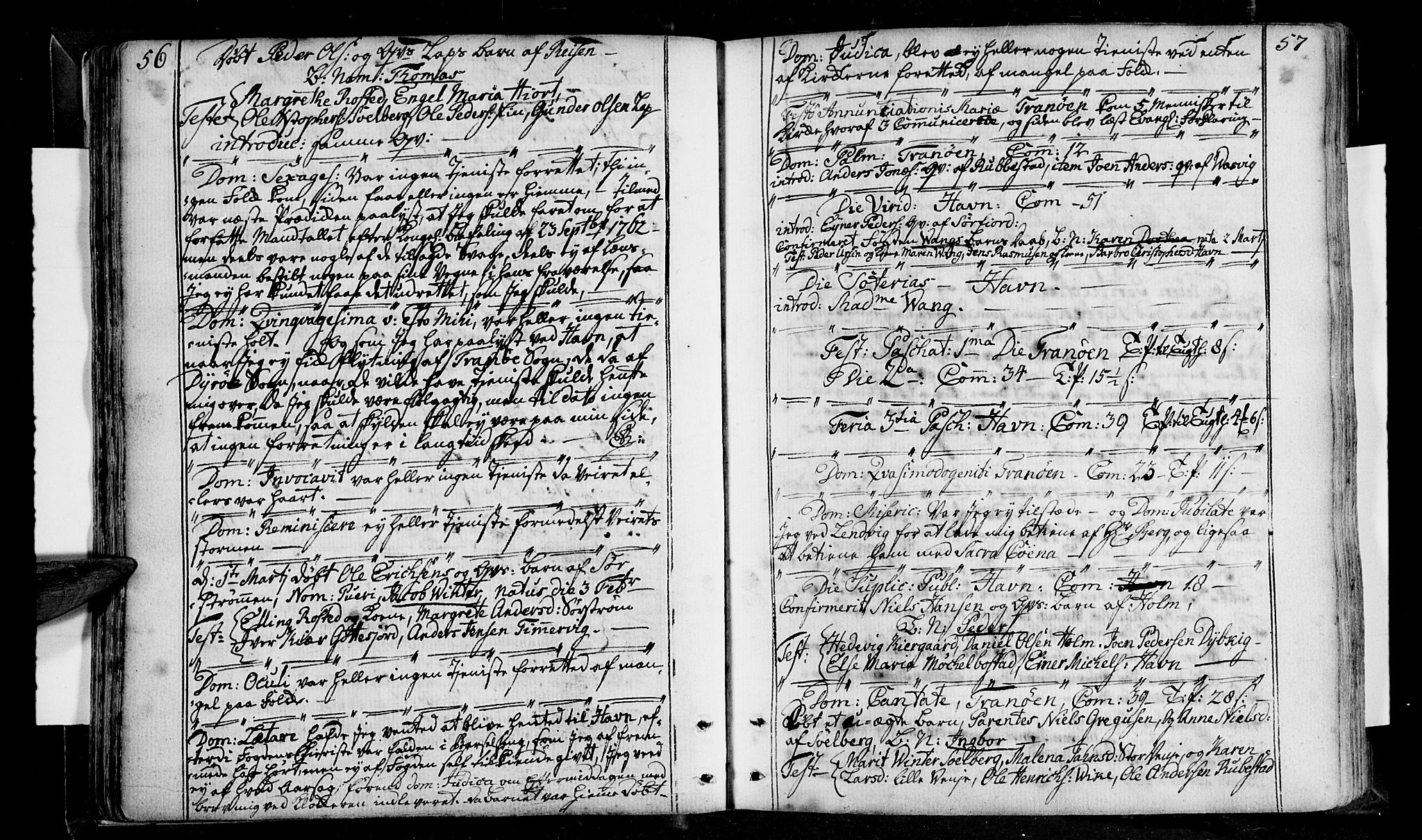 Tranøy sokneprestkontor, SATØ/S-1313/I/Ia/Iaa/L0001kirke: Parish register (official) no. 1, 1757-1773, p. 56-57
