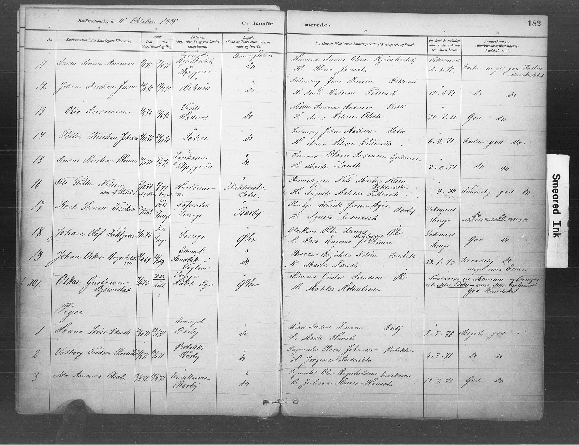 Idd prestekontor Kirkebøker, AV/SAO-A-10911/F/Fb/L0002: Parish register (official) no. II 2, 1882-1923, p. 182