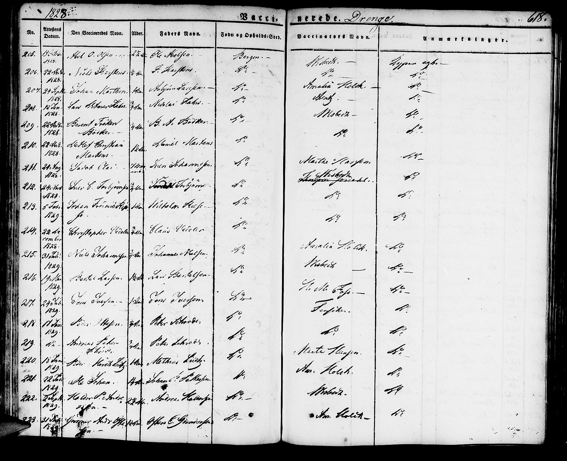 Domkirken sokneprestembete, SAB/A-74801/H/Haa/L0012: Parish register (official) no. A 12, 1821-1840, p. 618