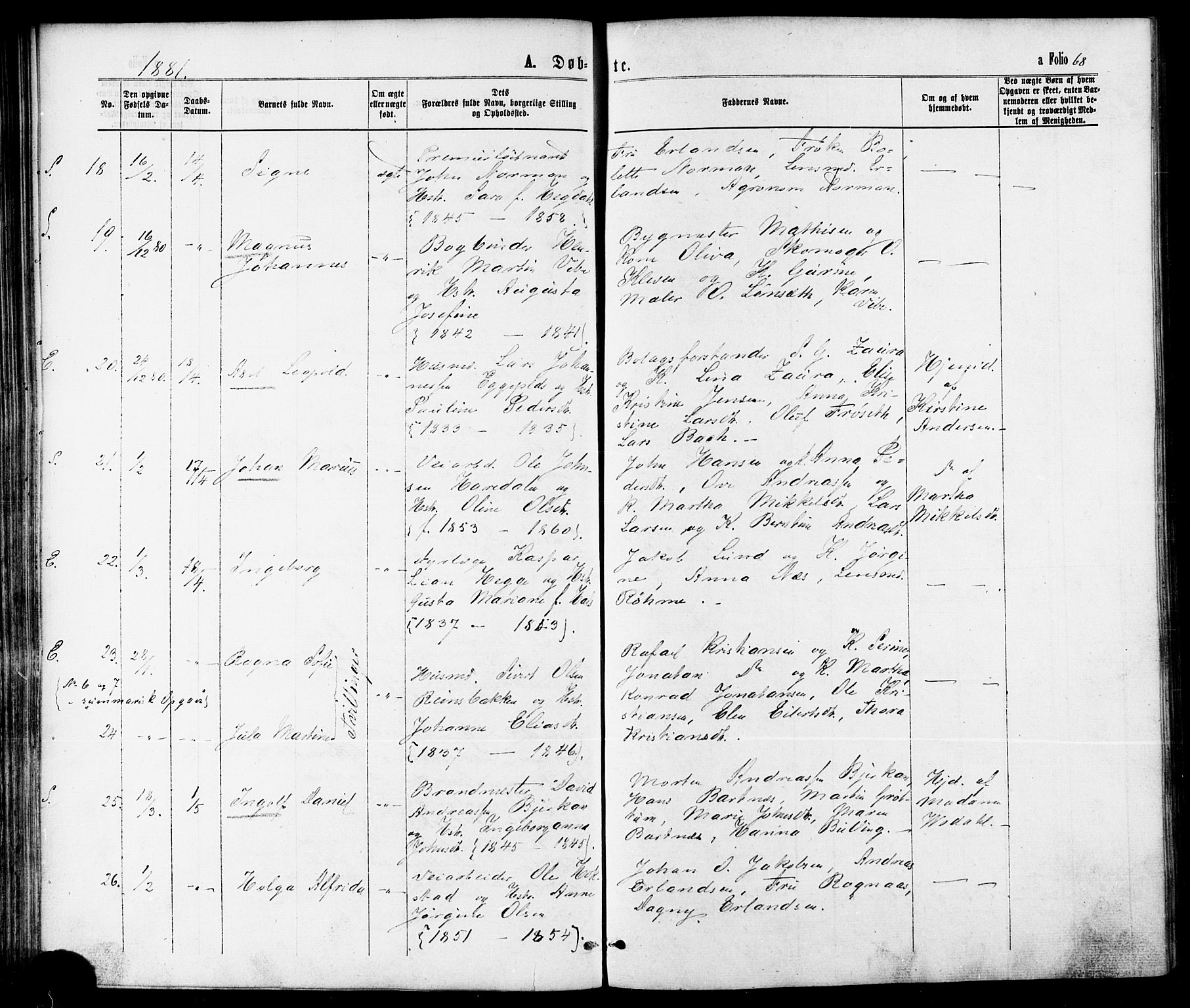 Ministerialprotokoller, klokkerbøker og fødselsregistre - Nord-Trøndelag, AV/SAT-A-1458/739/L0370: Parish register (official) no. 739A02, 1868-1881, p. 68