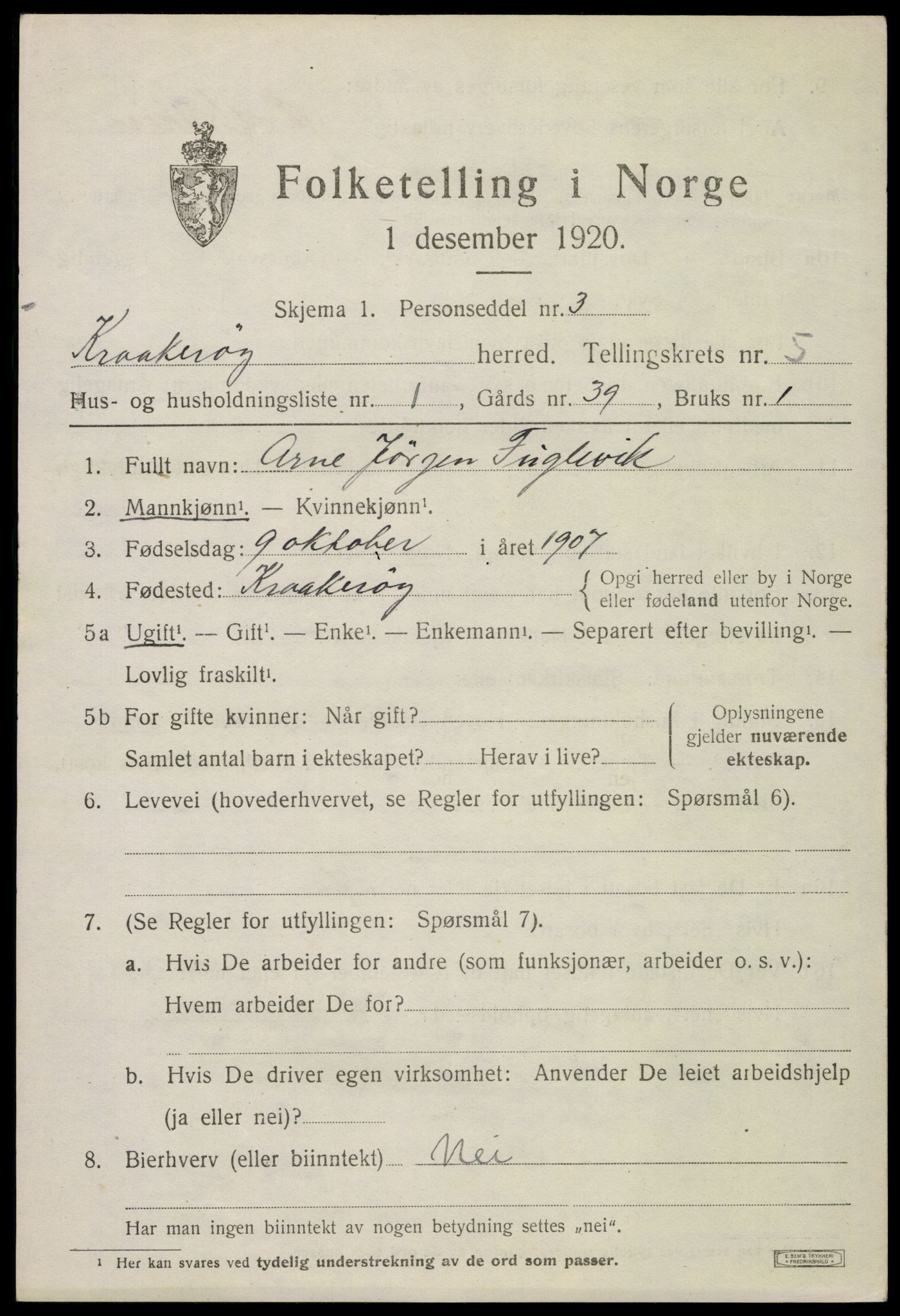 SAO, 1920 census for Kråkerøy, 1920, p. 5790