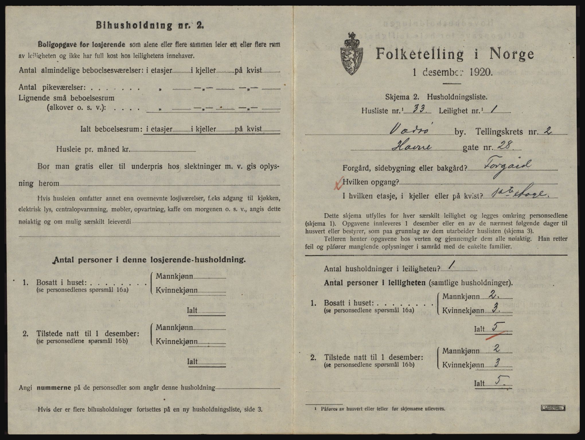 SATØ, 1920 census for Vadsø, 1920, p. 1048