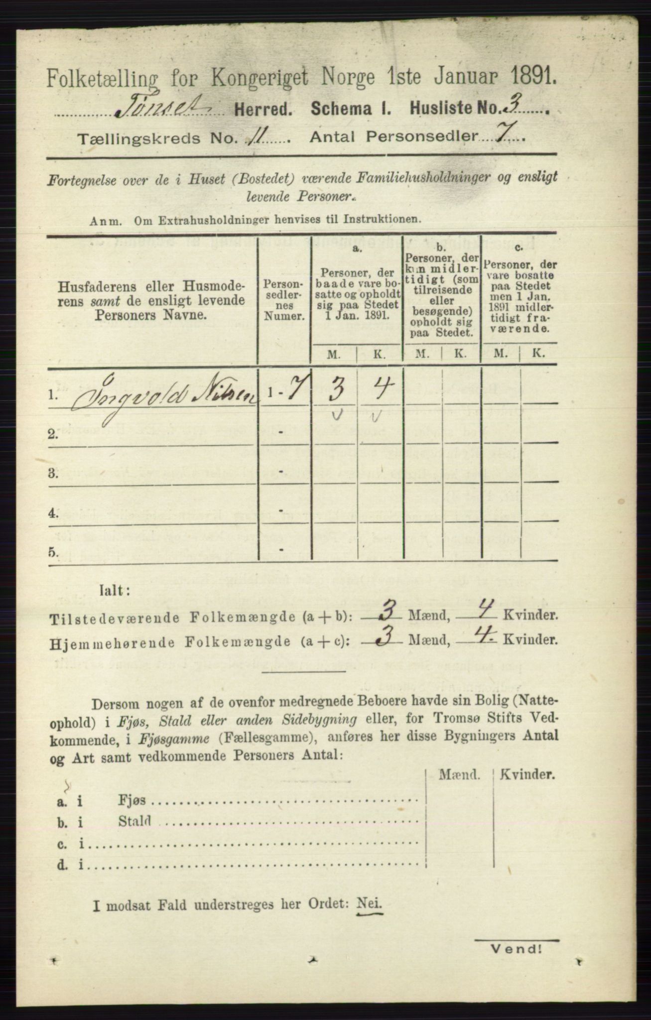 RA, 1891 census for 0437 Tynset, 1891, p. 2986