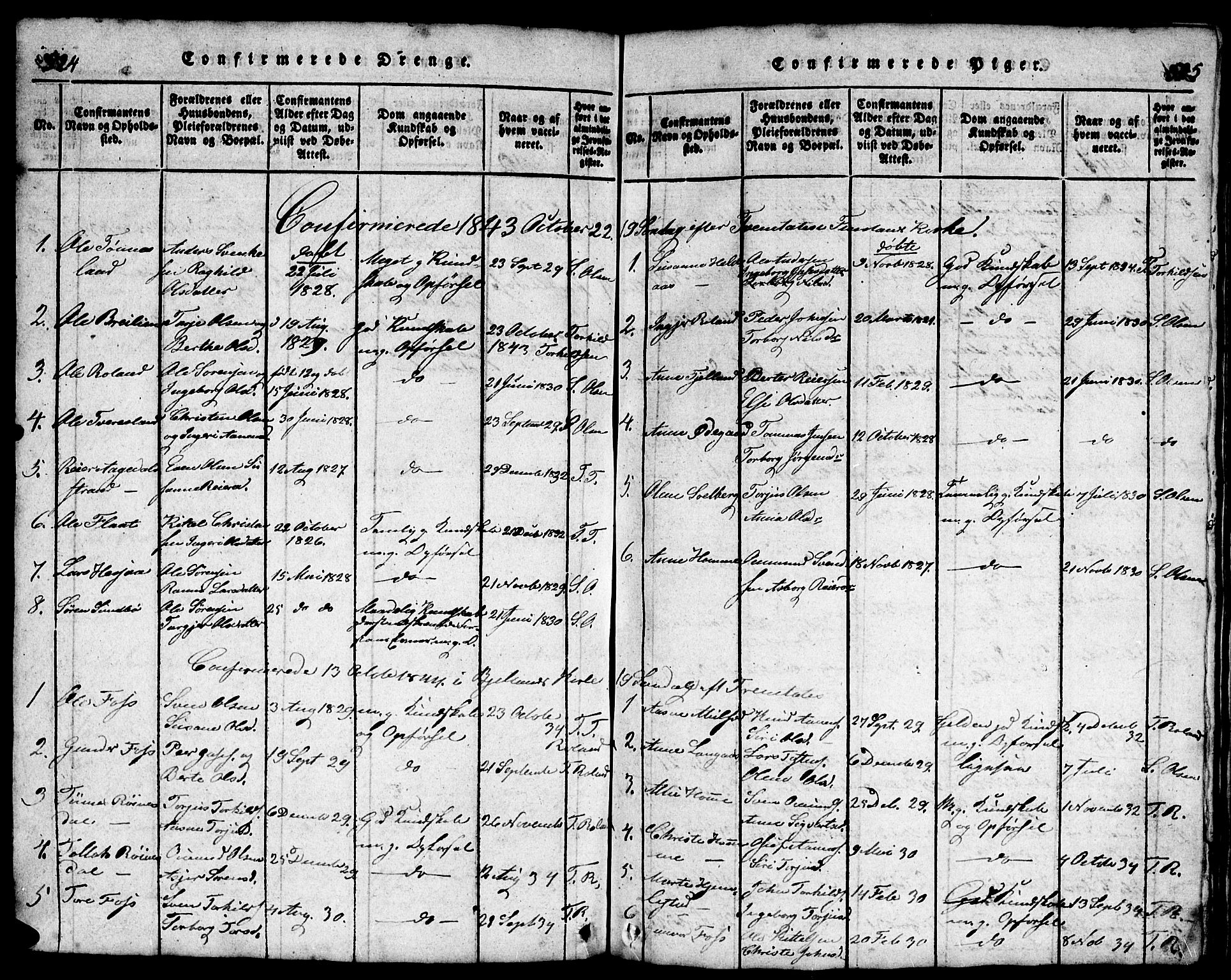 Bjelland sokneprestkontor, AV/SAK-1111-0005/F/Fb/Fba/L0003: Parish register (copy) no. B 3, 1816-1870, p. 524-525