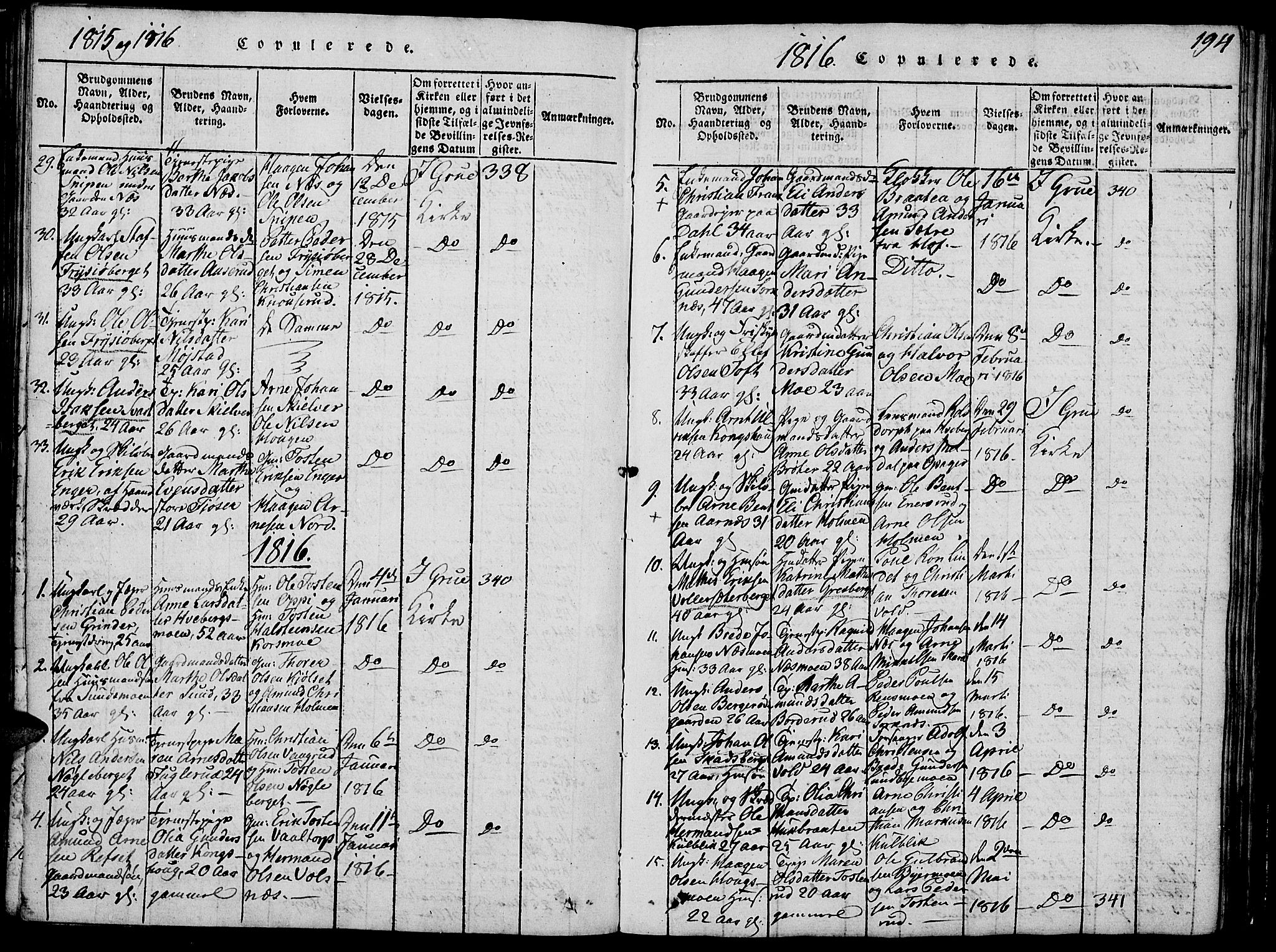 Grue prestekontor, SAH/PREST-036/H/Ha/Hab/L0002: Parish register (copy) no. 2, 1815-1841, p. 194