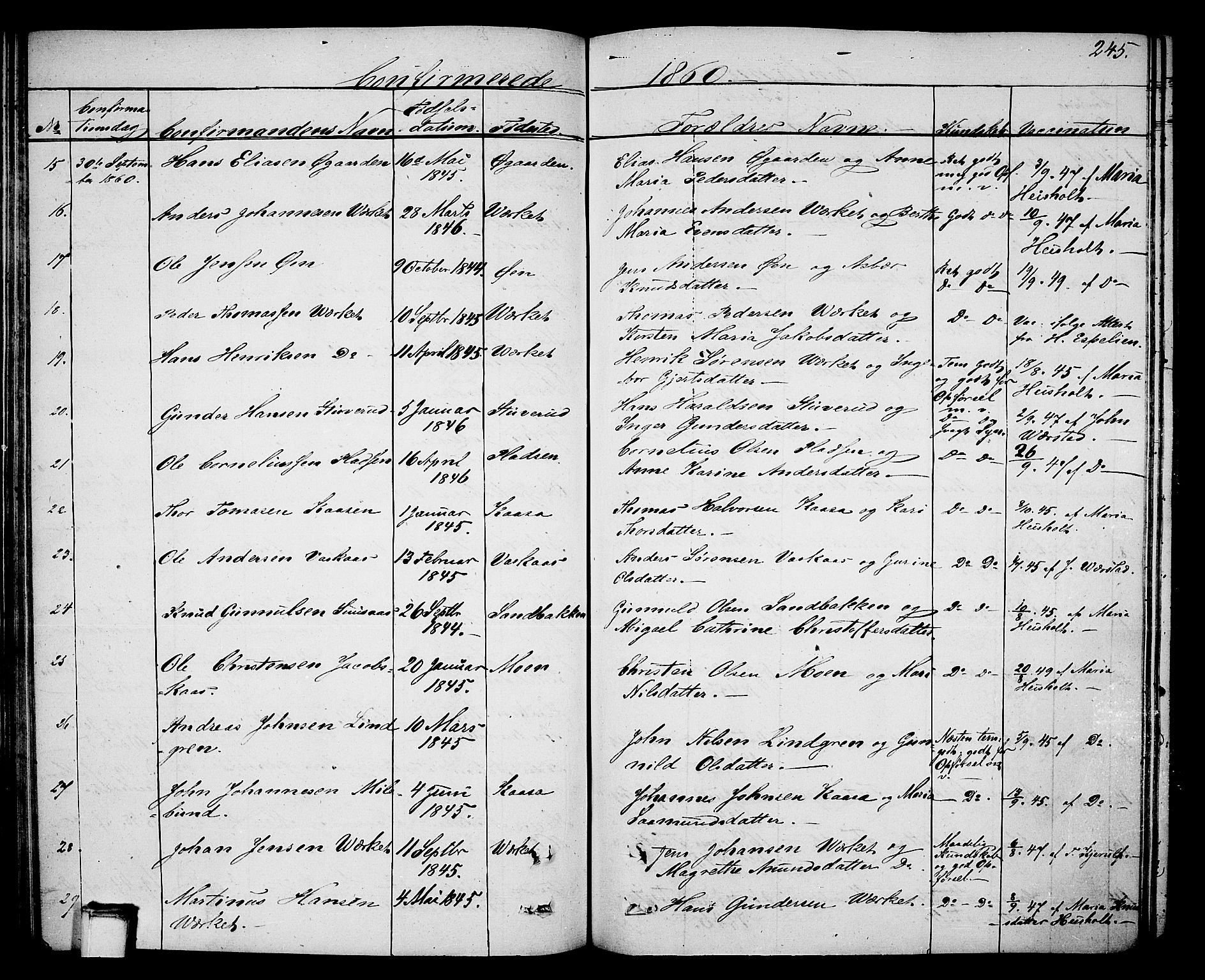 Holla kirkebøker, SAKO/A-272/G/Ga/L0003: Parish register (copy) no. I 3, 1849-1866, p. 245