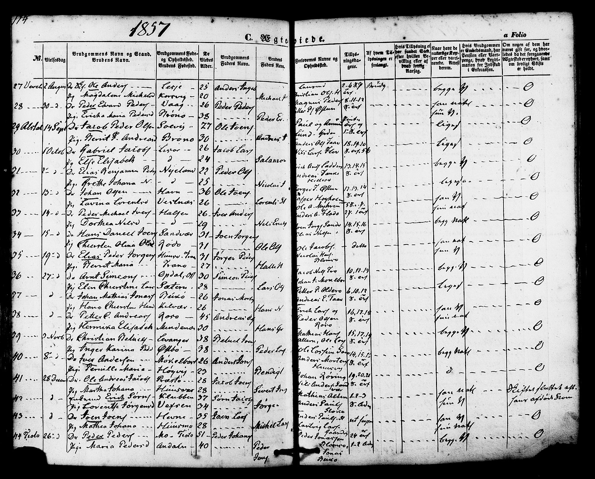 Ministerialprotokoller, klokkerbøker og fødselsregistre - Nordland, AV/SAT-A-1459/830/L0448: Parish register (official) no. 830A12, 1855-1878, p. 114