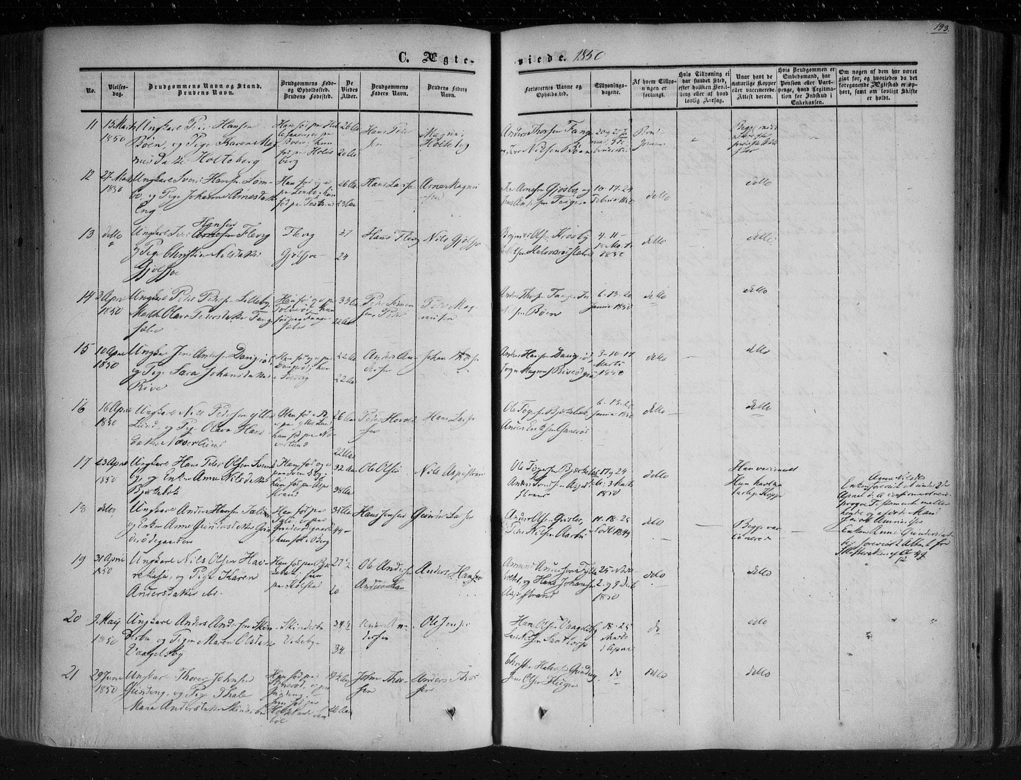 Aremark prestekontor Kirkebøker, SAO/A-10899/F/Fc/L0003: Parish register (official) no. III 3, 1850-1865, p. 193