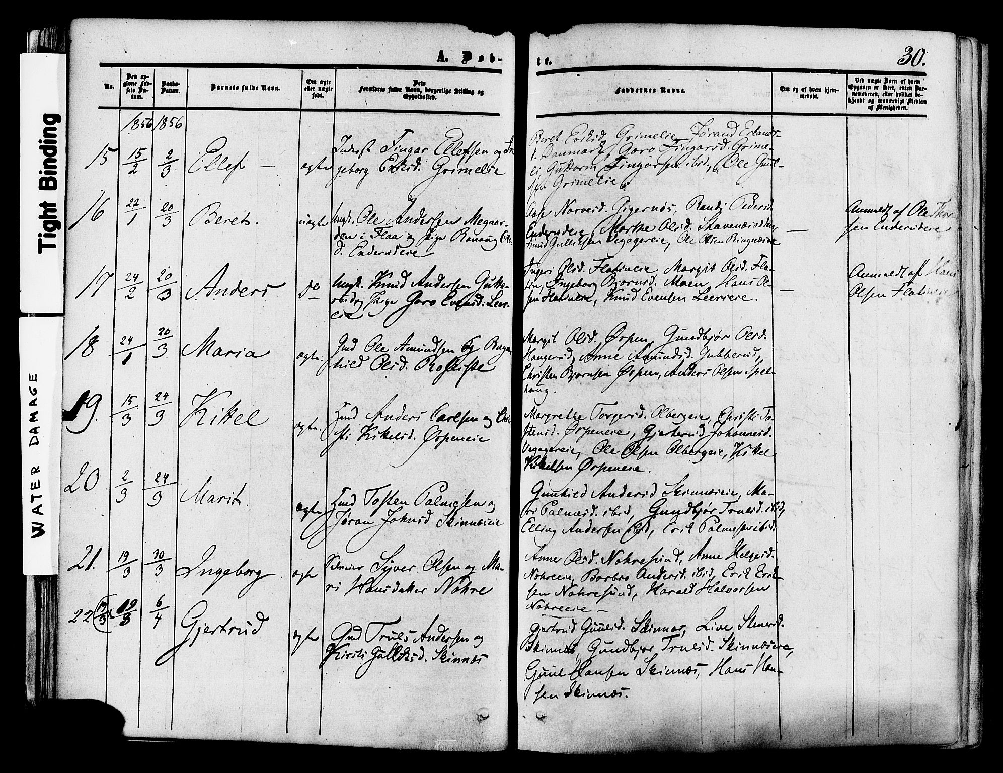 Krødsherad kirkebøker, AV/SAKO-A-19/F/Fa/L0003: Parish register (official) no. 3, 1851-1872, p. 30