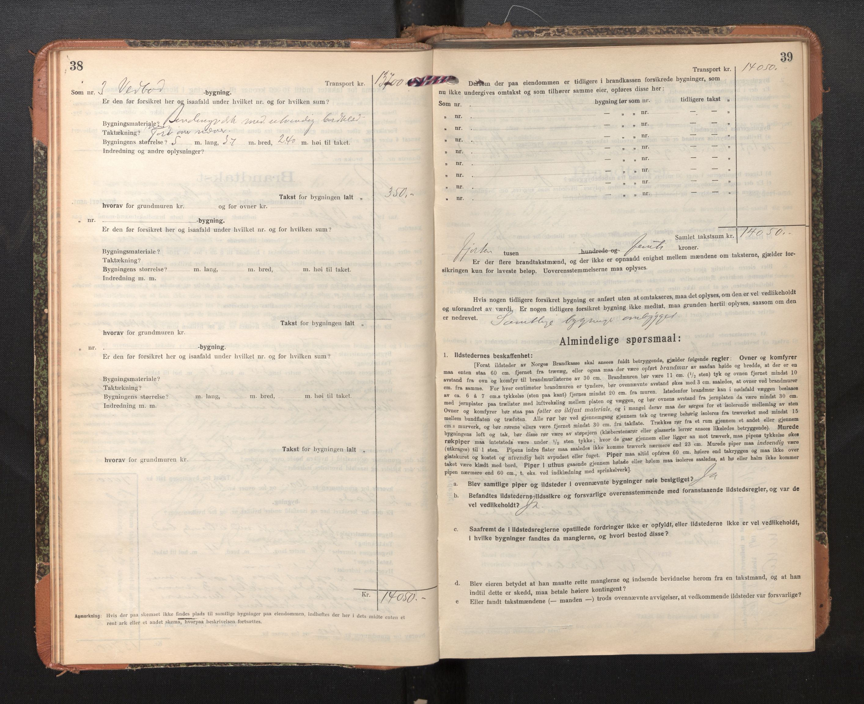 Lensmannen i Bruvik, AV/SAB-A-31301/0012/L0009: Branntakstprotokoll, skjematakst, 1918-1925, p. 38-39