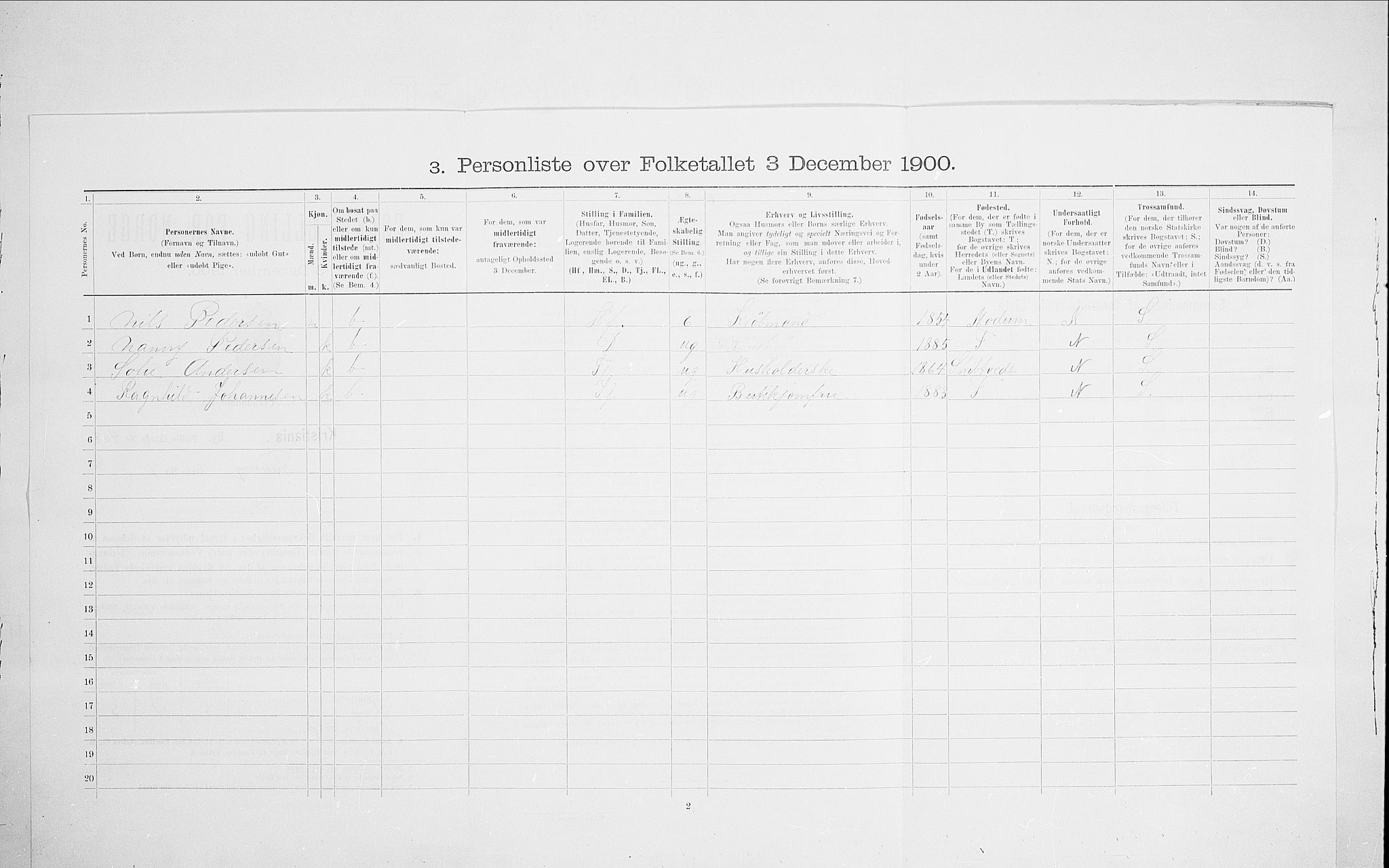 SAO, 1900 census for Kristiania, 1900, p. 97899