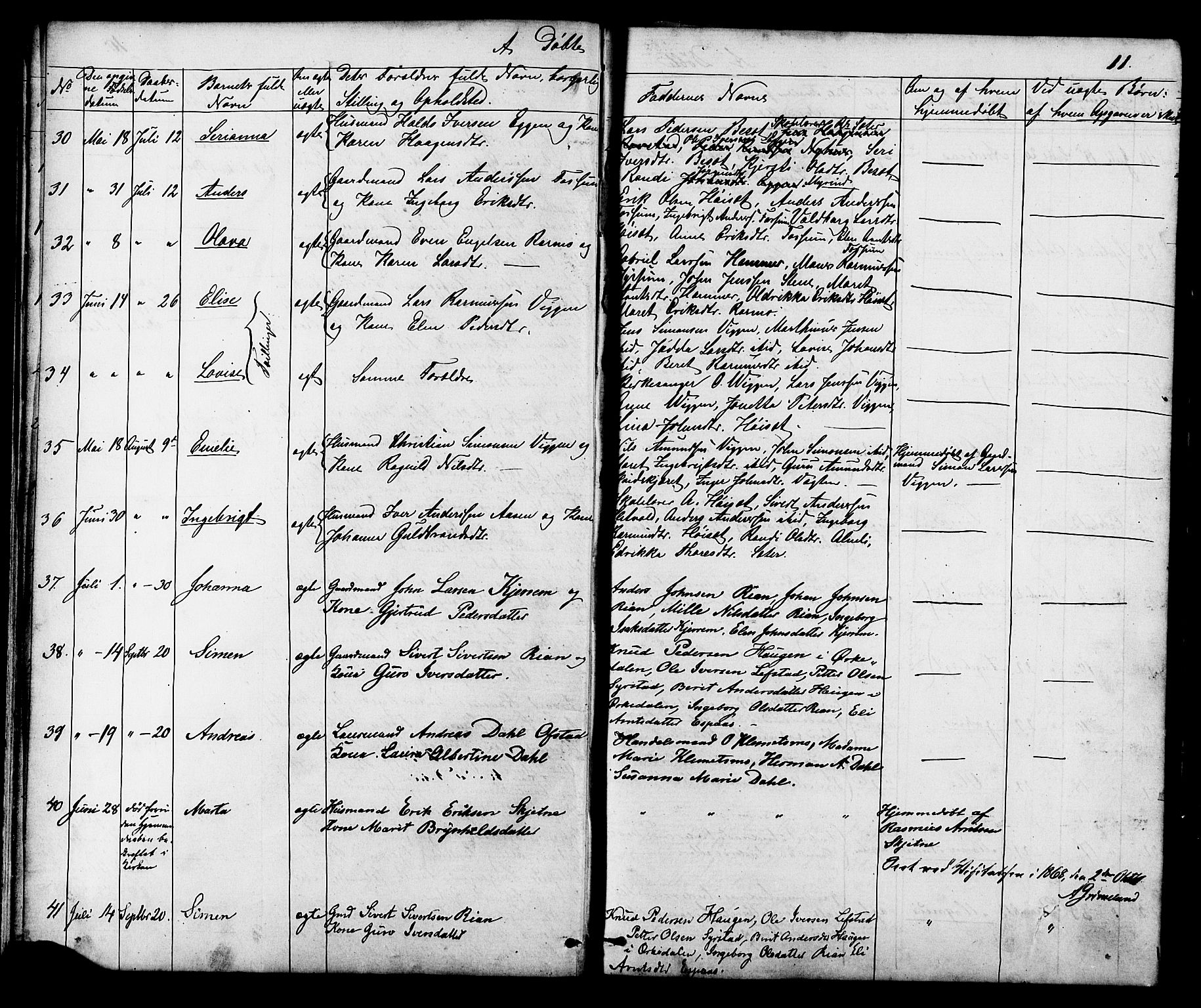 Ministerialprotokoller, klokkerbøker og fødselsregistre - Sør-Trøndelag, AV/SAT-A-1456/665/L0777: Parish register (copy) no. 665C02, 1867-1915, p. 11